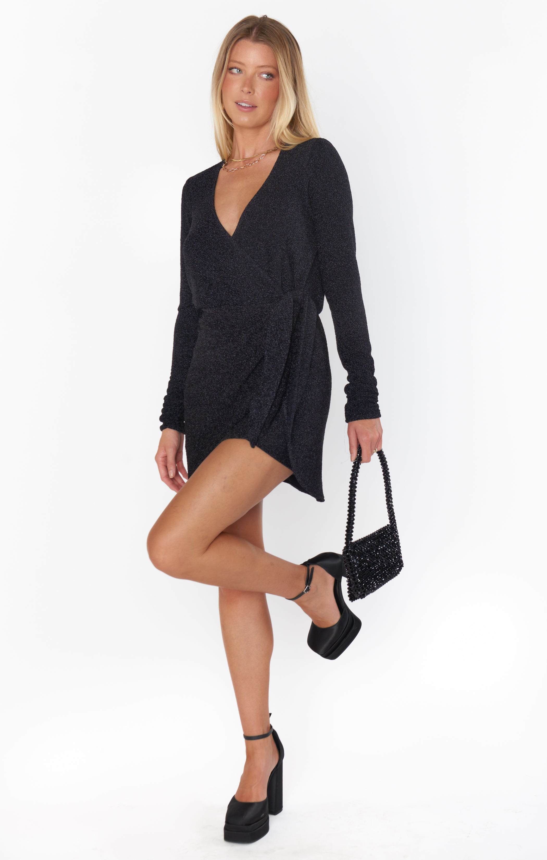 Black Shimmy Shine Stage Skort Mini Dress