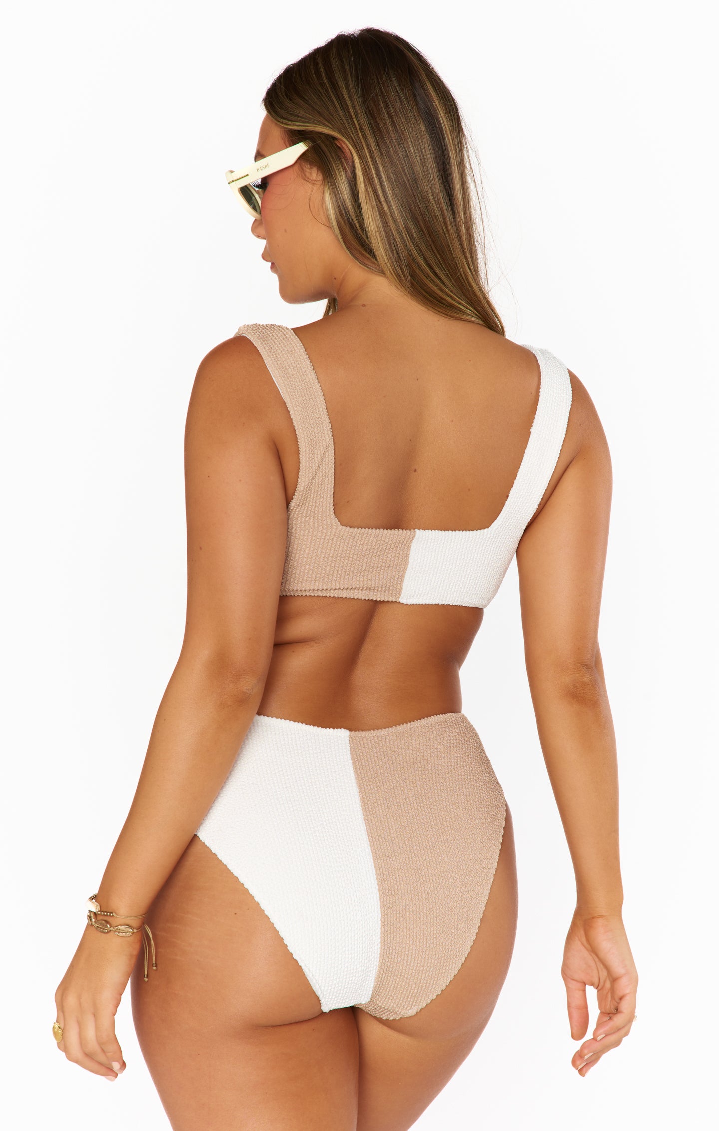 High Waisted Vanilla Latte Scrunch Bikini Bottom - Full Coverage Swimwear