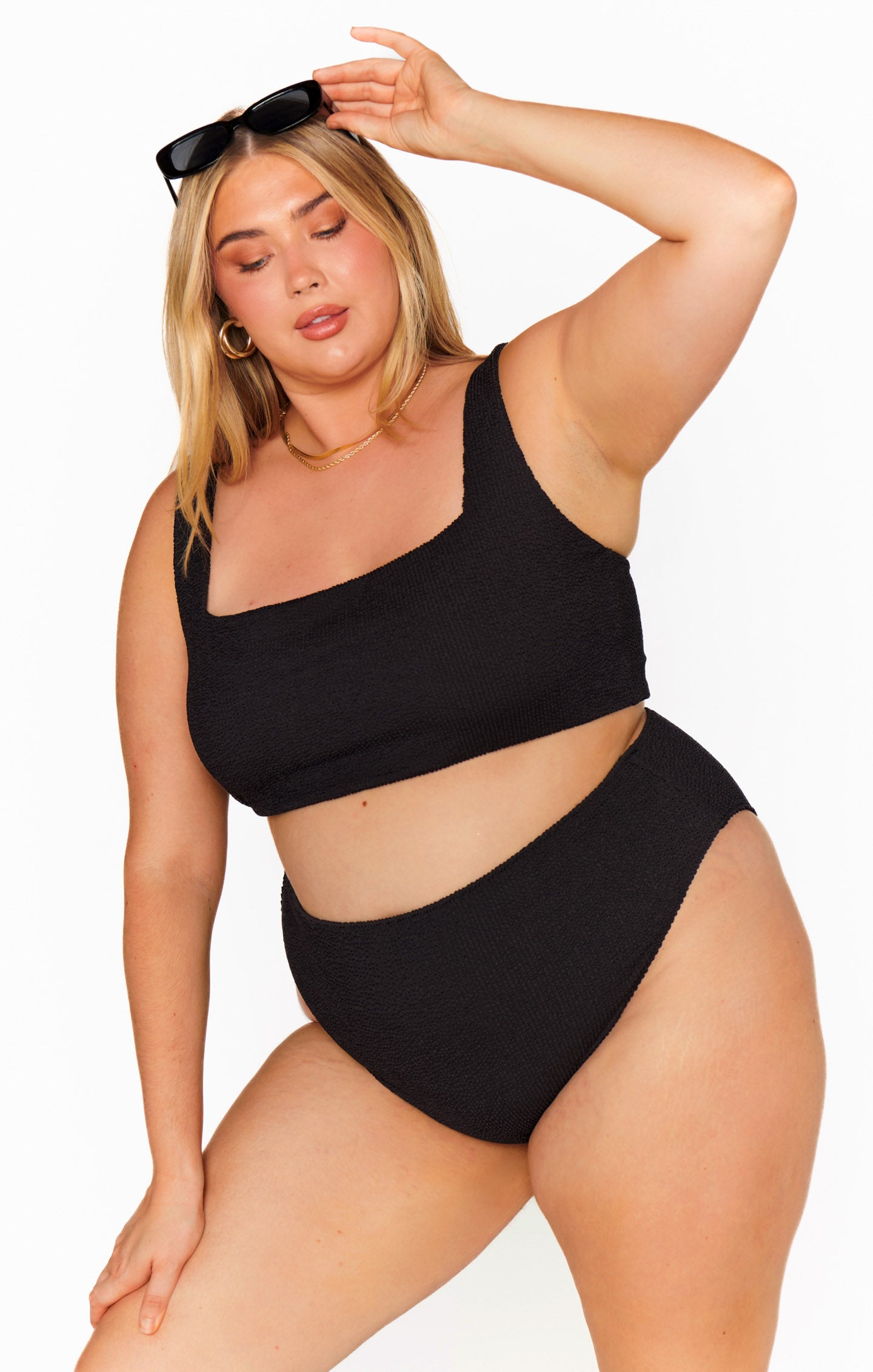 Black Scrunch Bikini Top - Adjustable Straps for Pool & Beach