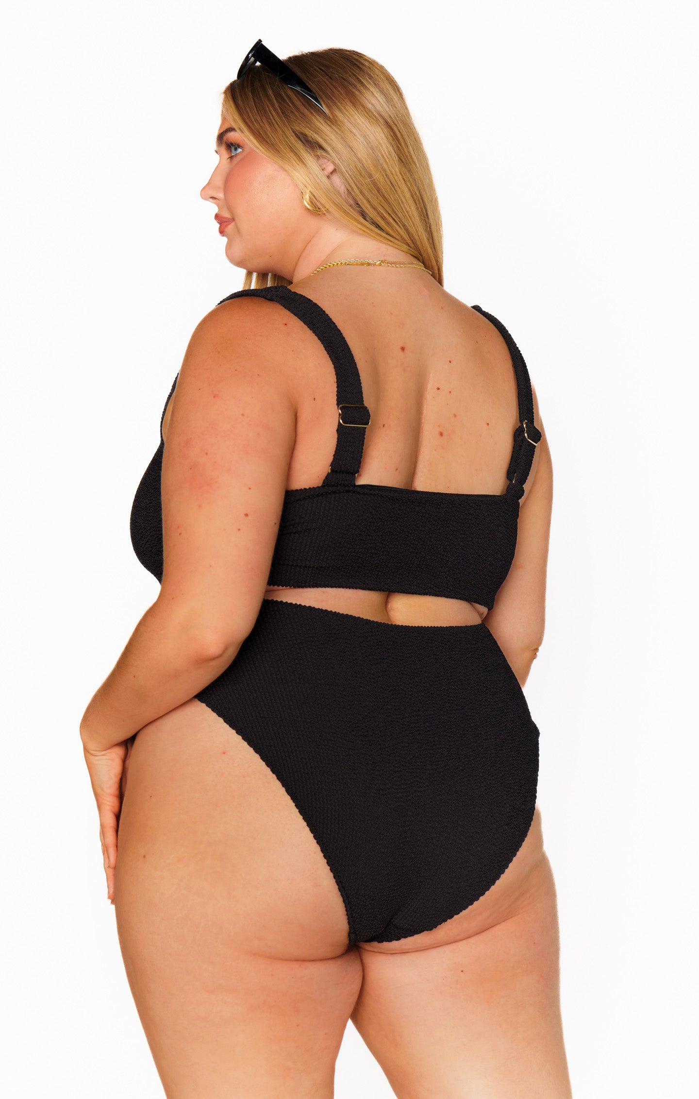 Black Scrunch Bikini Top - Adjustable Straps for Pool & Beach