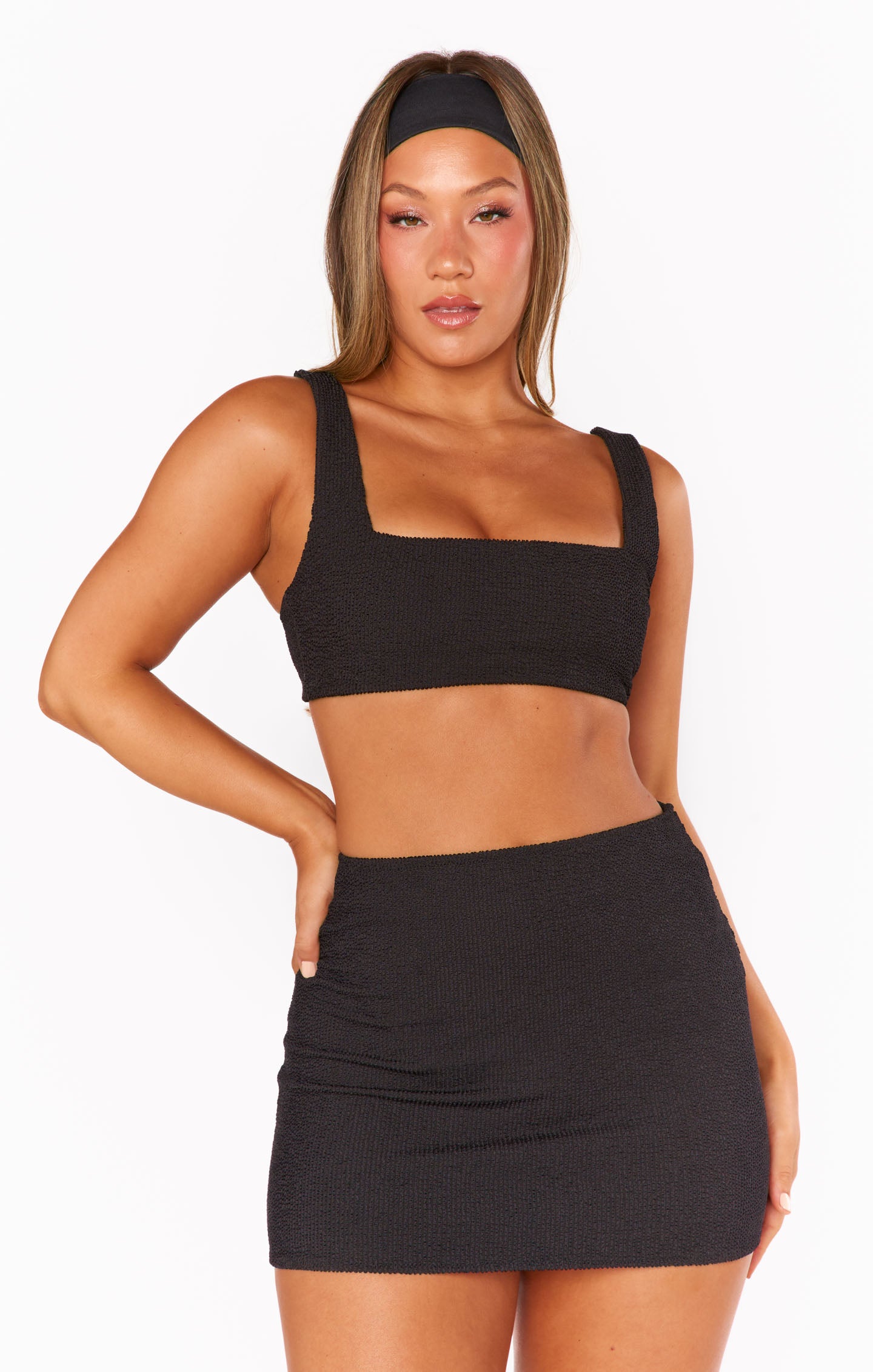 Black Scrunch Bikini Top - Adjustable Straps for Pool & Beach