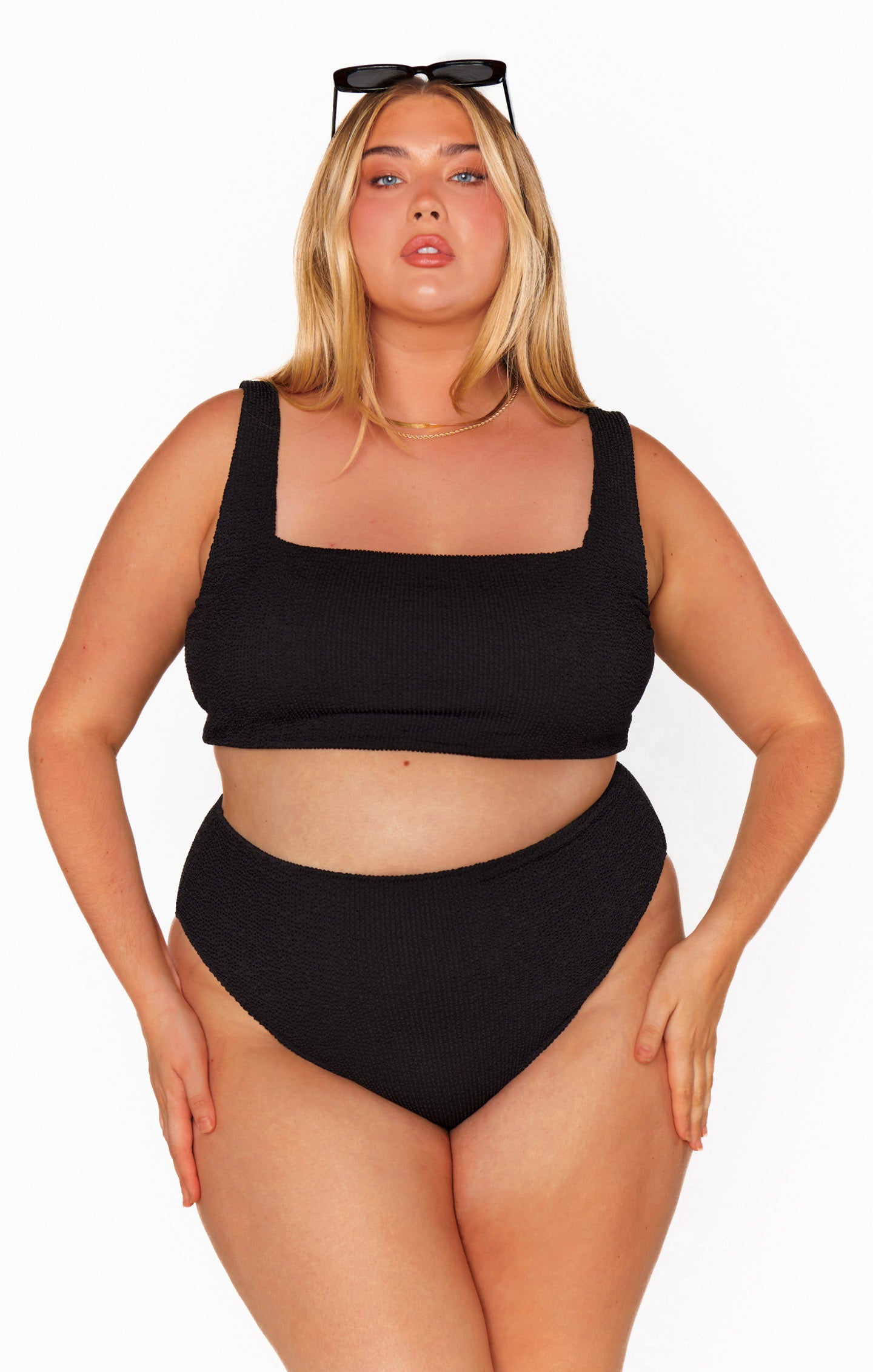 Black Scrunch Bikini Top - Adjustable Straps for Pool & Beach