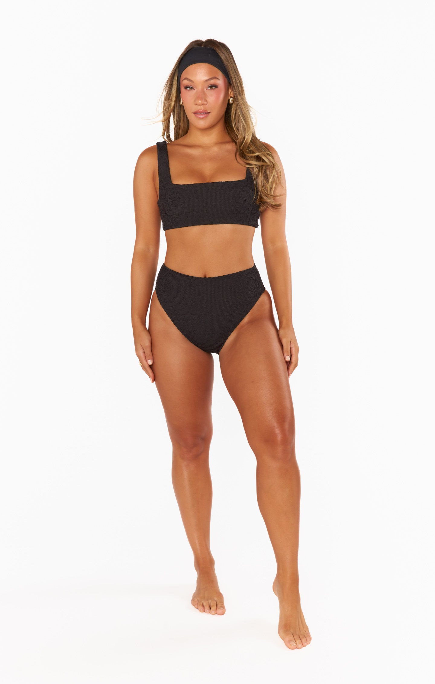Black Scrunch Bikini Top - Adjustable Straps for Pool & Beach