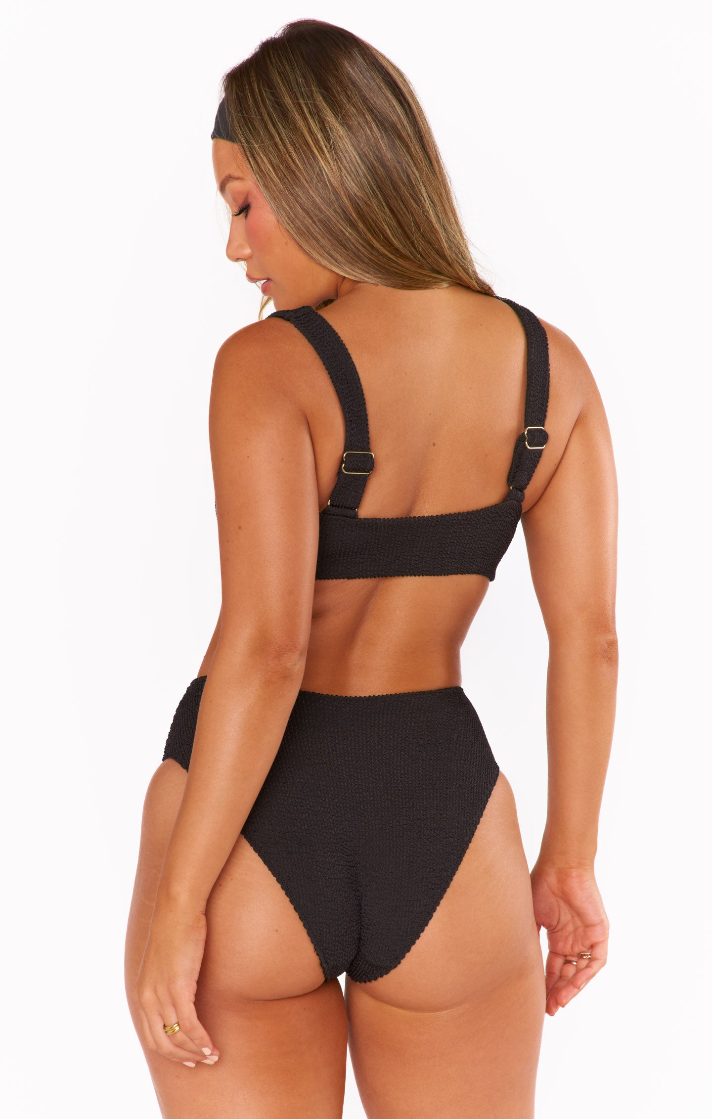 Black Scrunch Bikini Top - Adjustable Straps for Pool & Beach