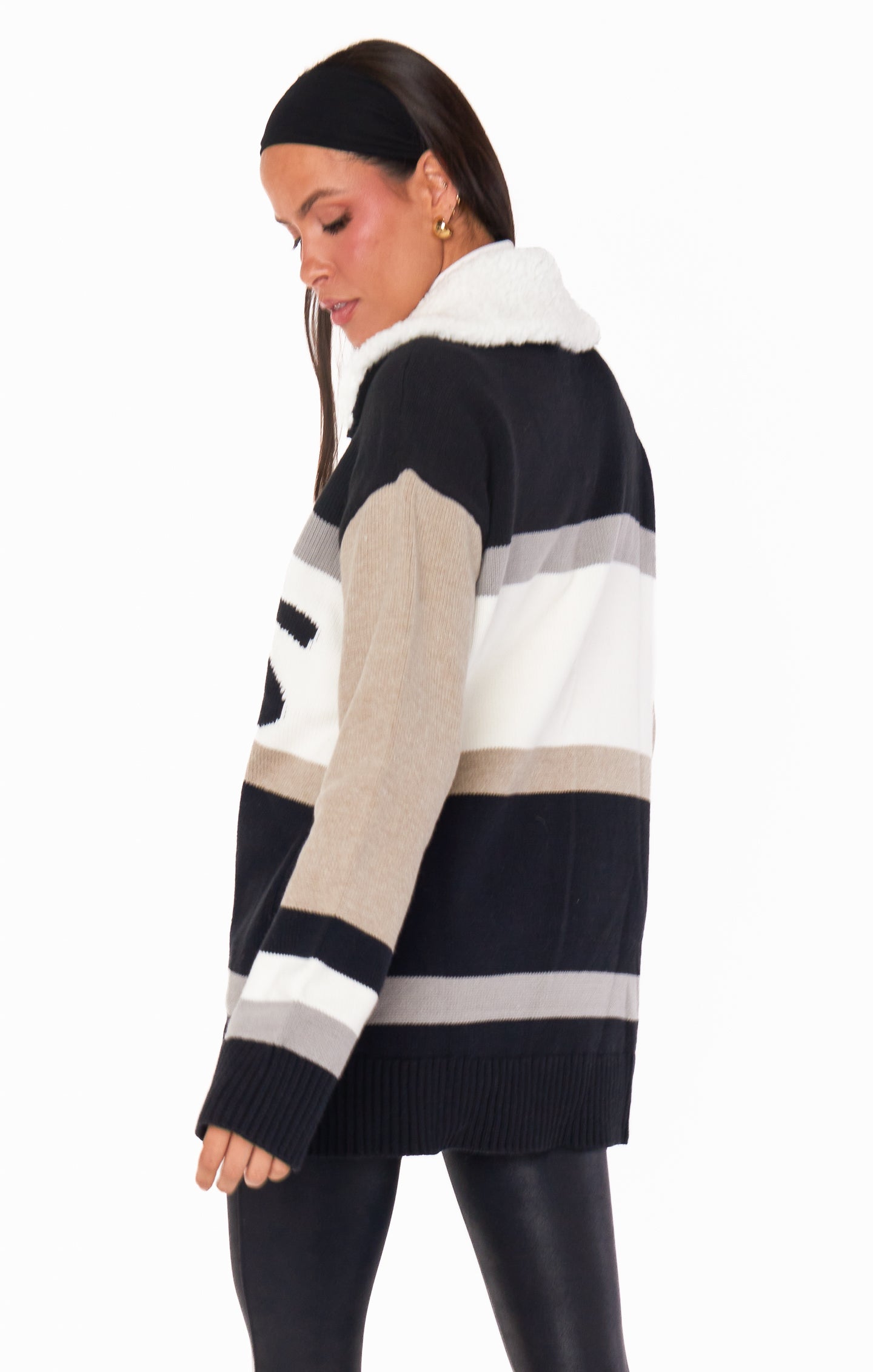 Weston Apres Ski Half Zip Pullover - Cozy Striped Knit Sweater