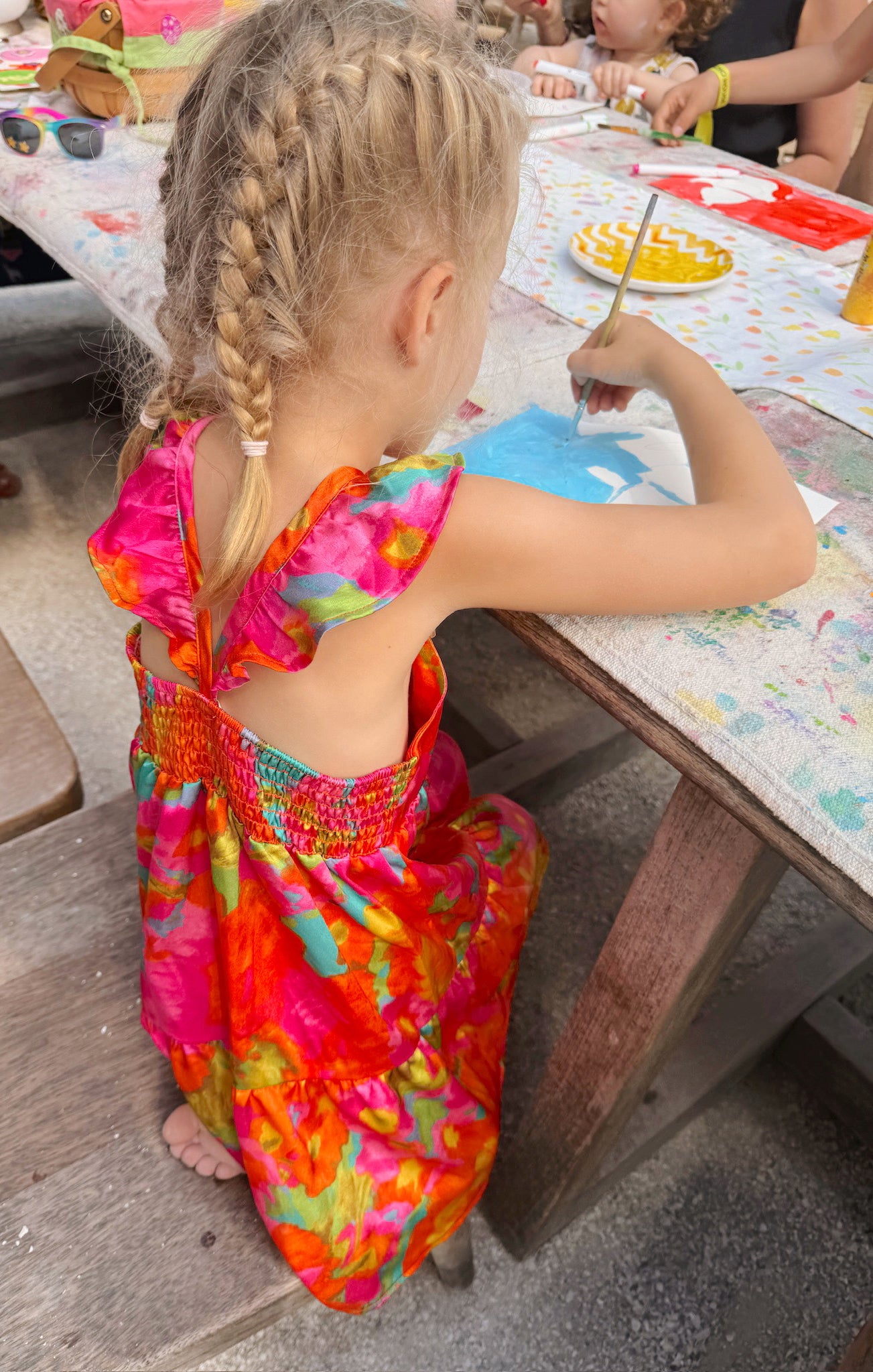Miss Malibu Floral Ruffle Dress for Girls - Smocked Back