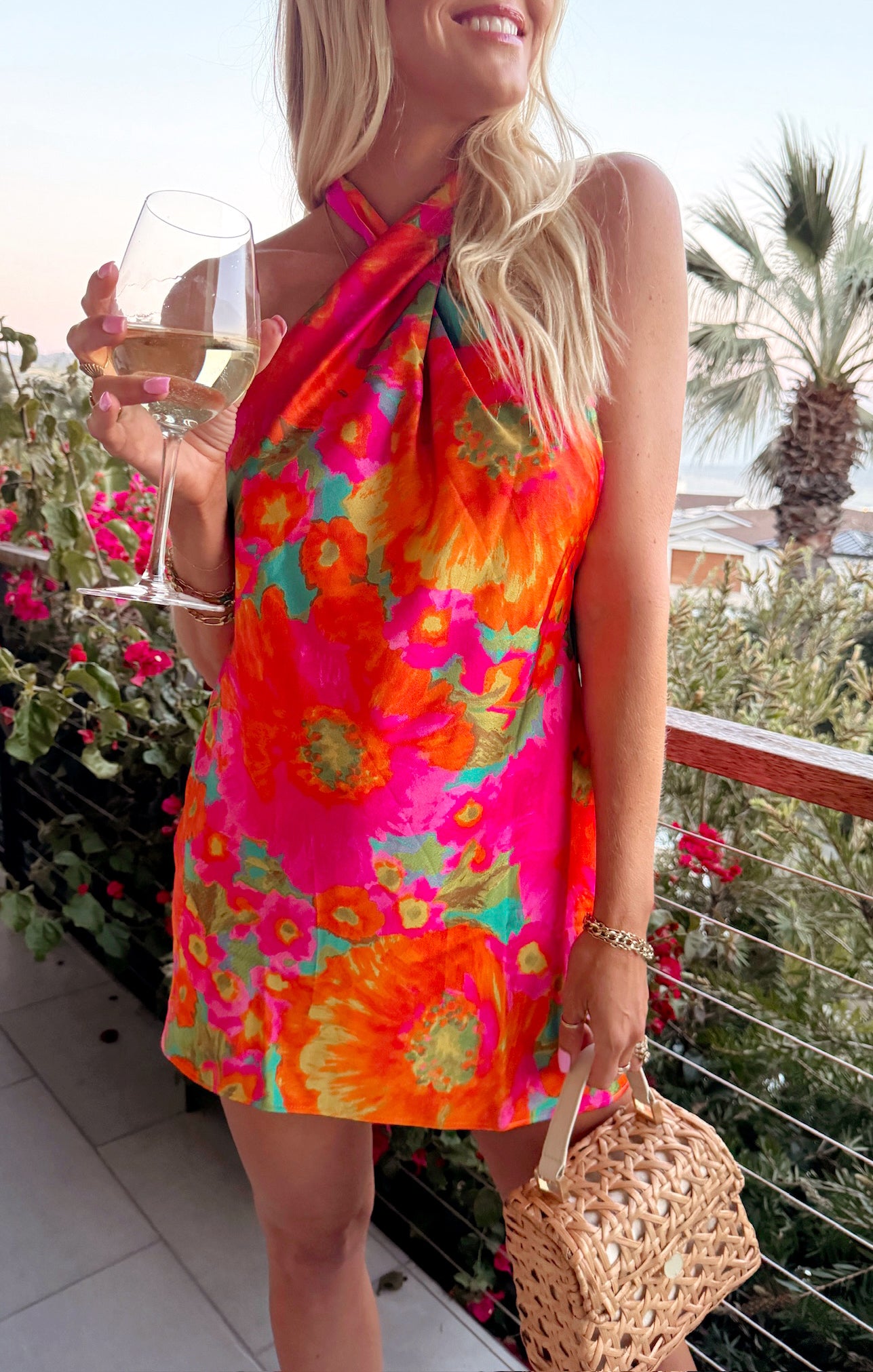 Jasmine Tie Neck Mini Dress with Open Back by Miss Malibu