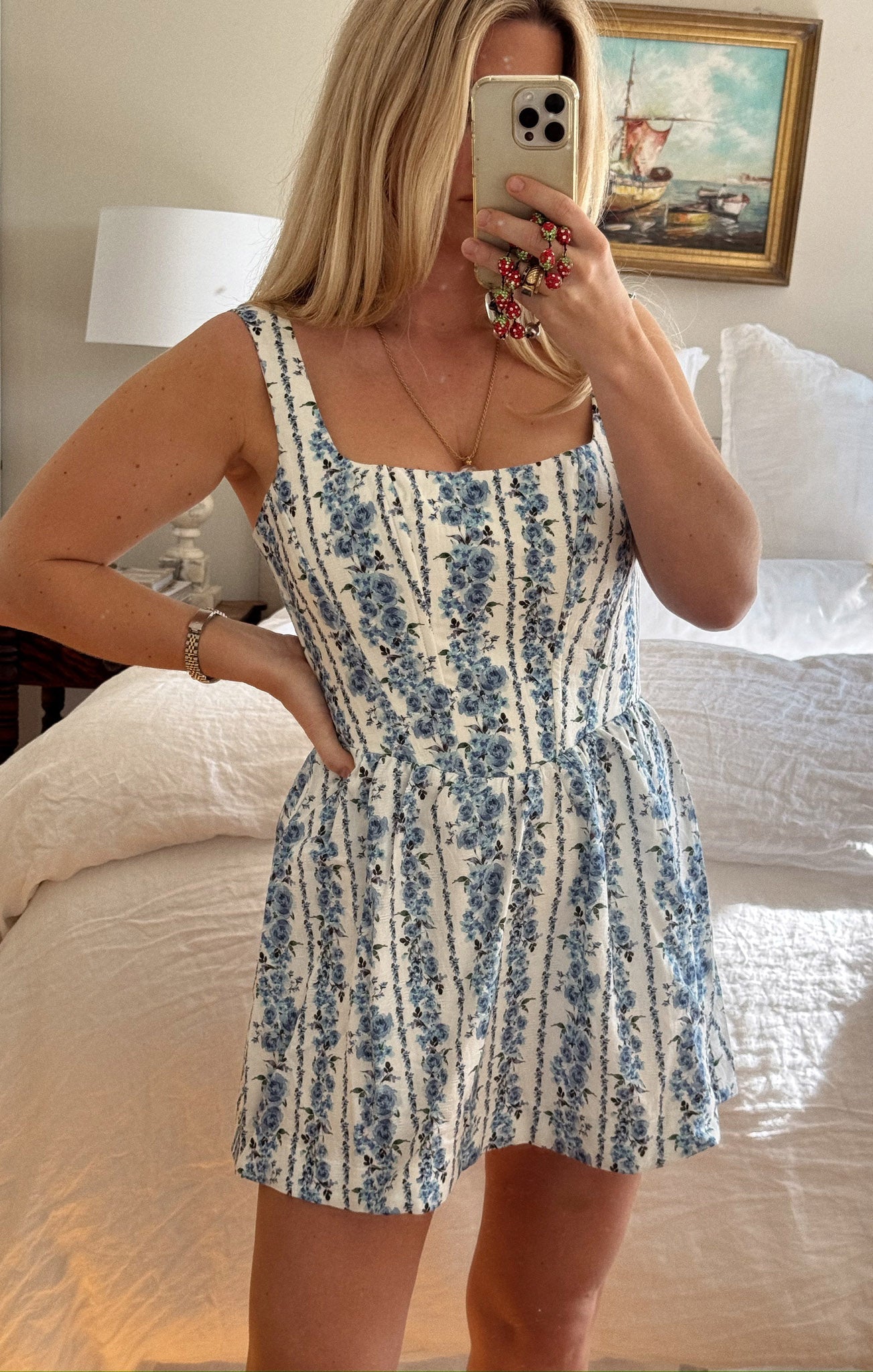 Blue Bliss Stripe Nina Skort Dress with Built-in Shorts