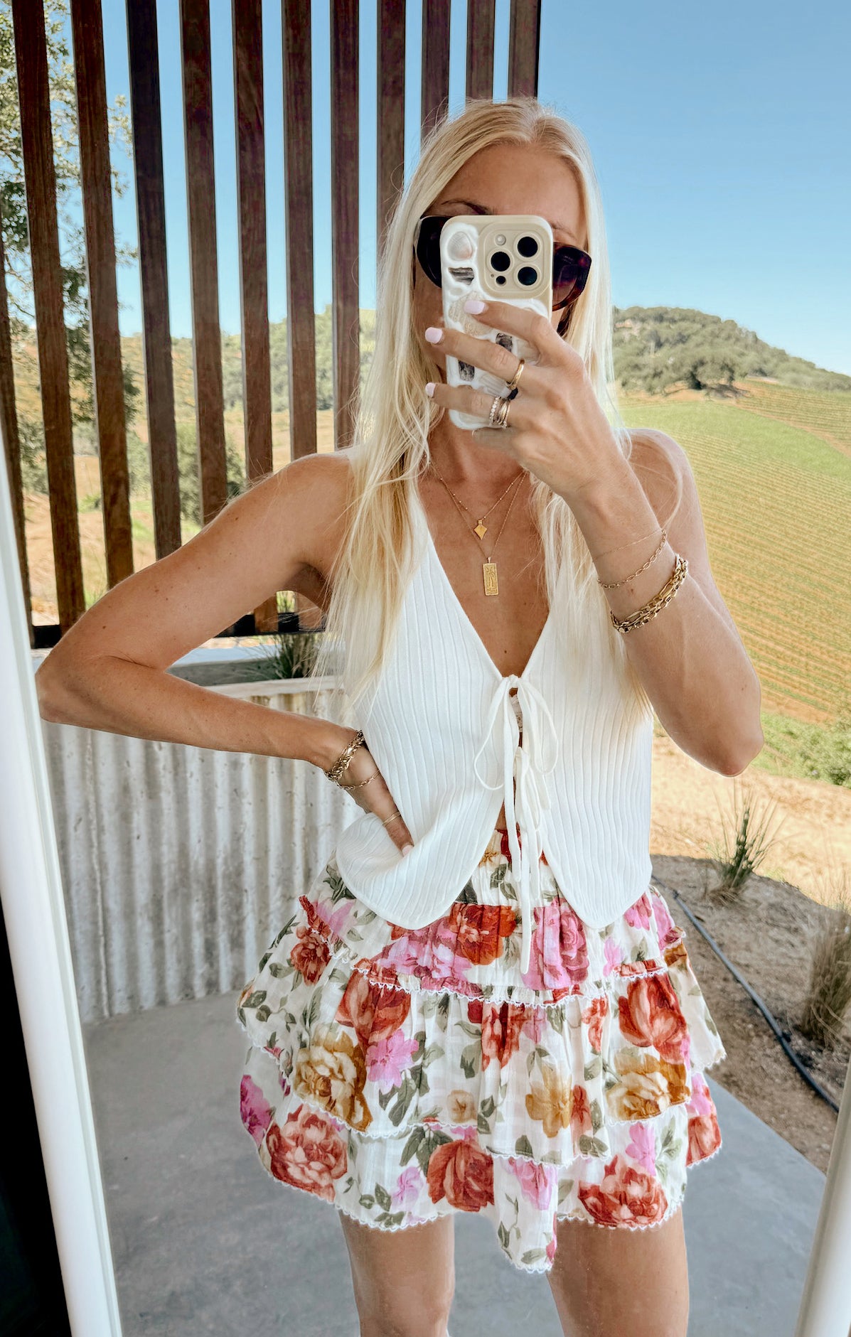 White Rib Knit Tie Top Tank - Time Out Summer Style