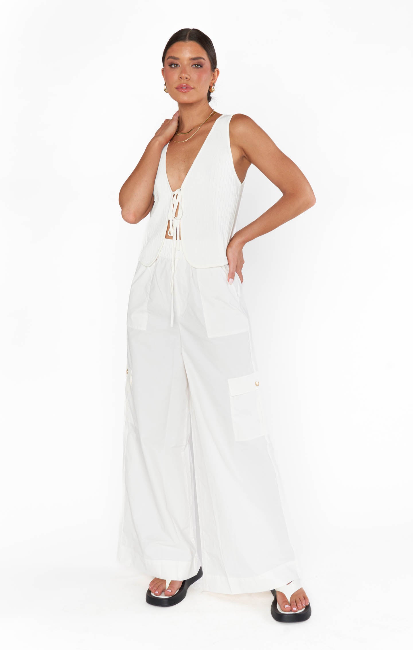 White Rib Knit Tie Top Tank - Time Out Summer Style
