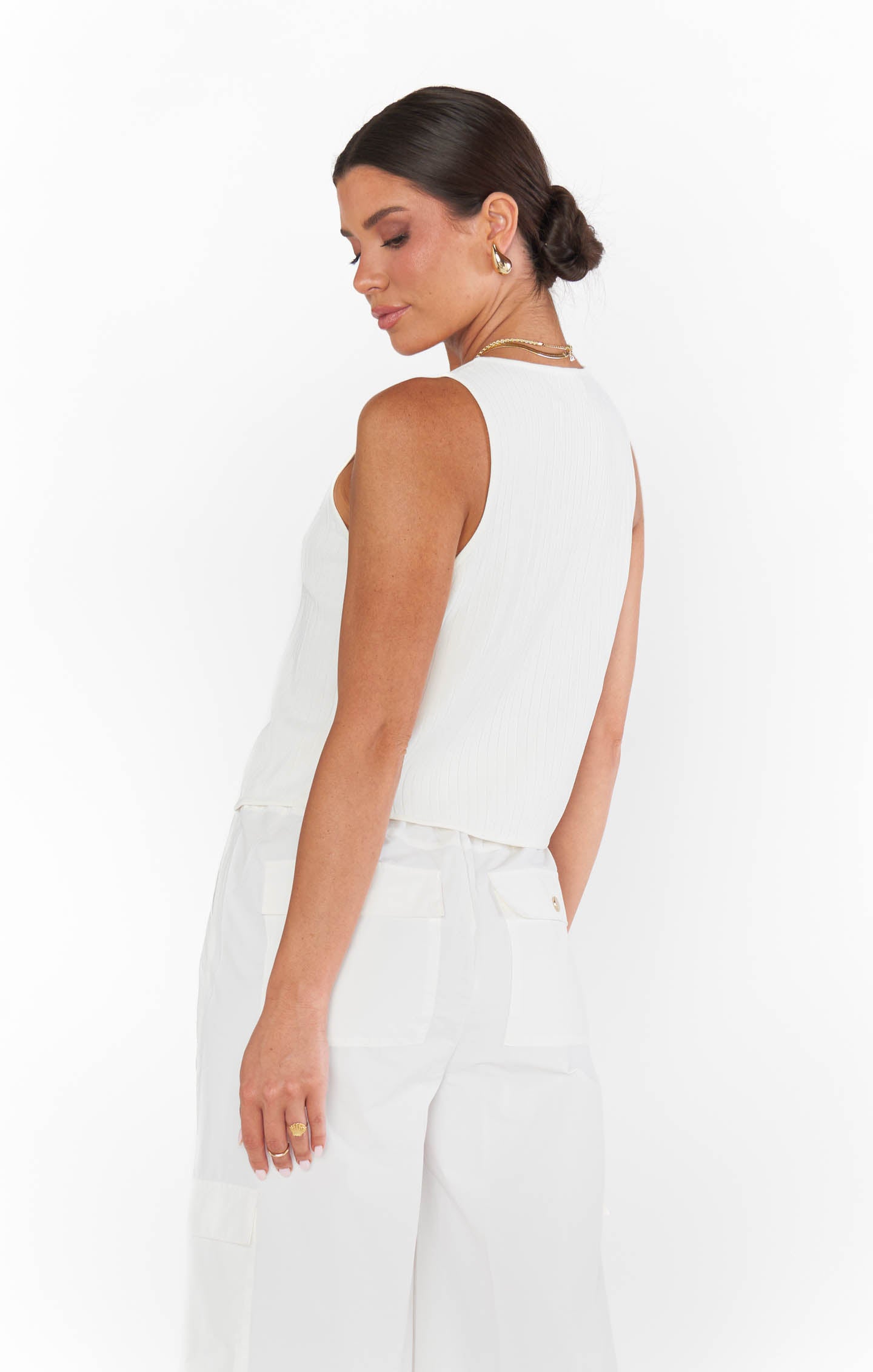 White Rib Knit Tie Top Tank - Time Out Summer Style