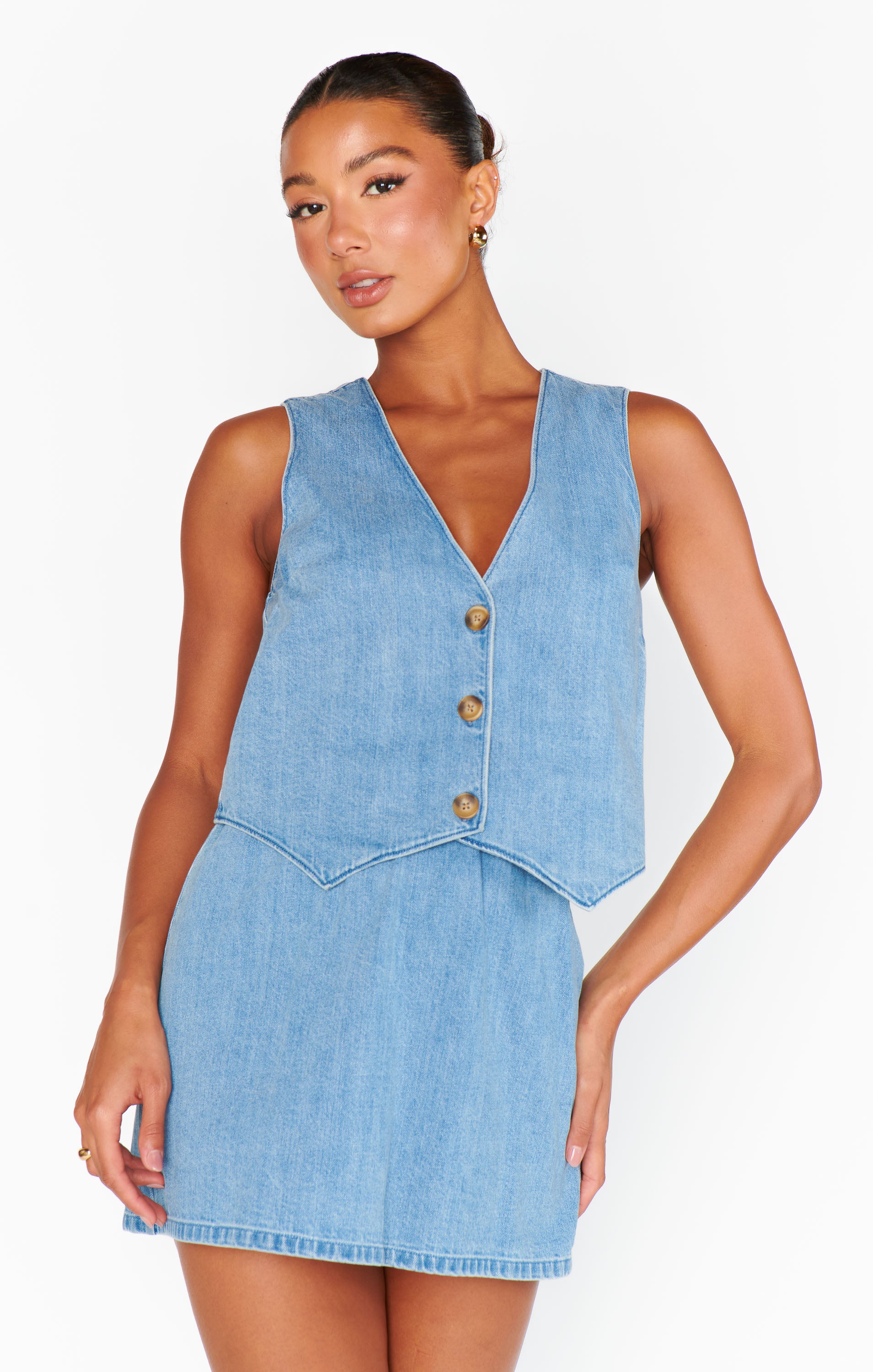Vicky Vest Top for Women - Summer Button-Up Beachwear in Saltwater