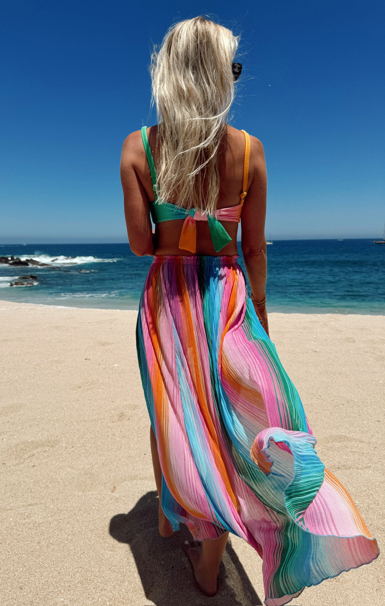 Portofino Ombre Pleated Wrap Skirt - Lightweight Beach Coverup