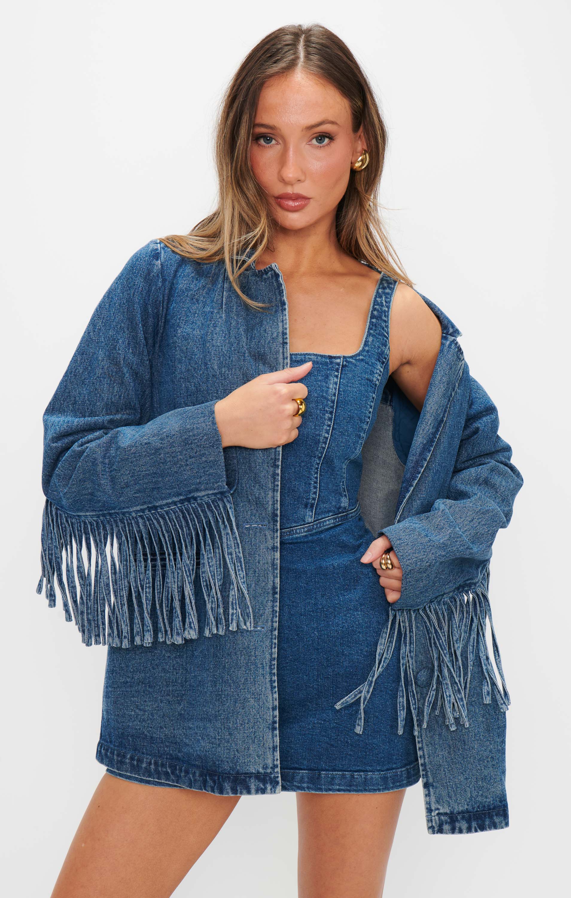 Sierra Fringe Jacket for Women - Blue Indigo Cowgirl Style