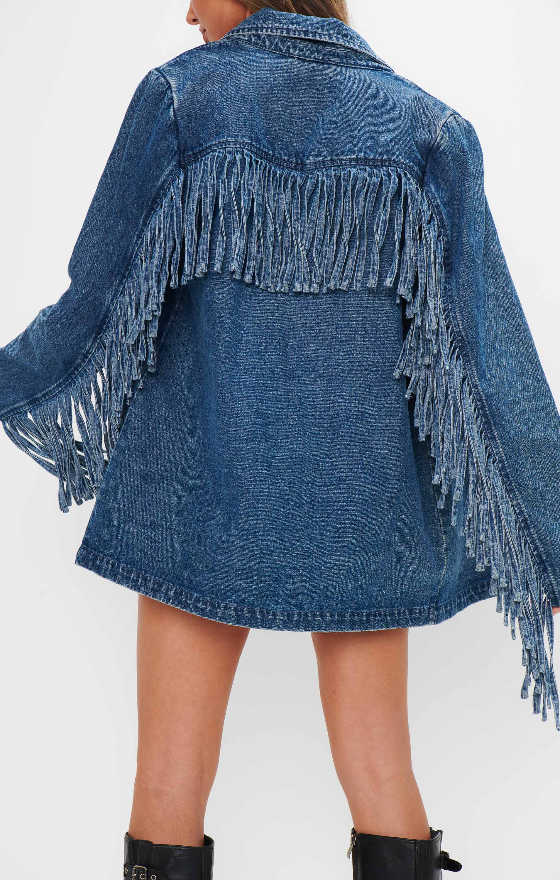 Sierra Fringe Jacket for Women - Blue Indigo Cowgirl Style