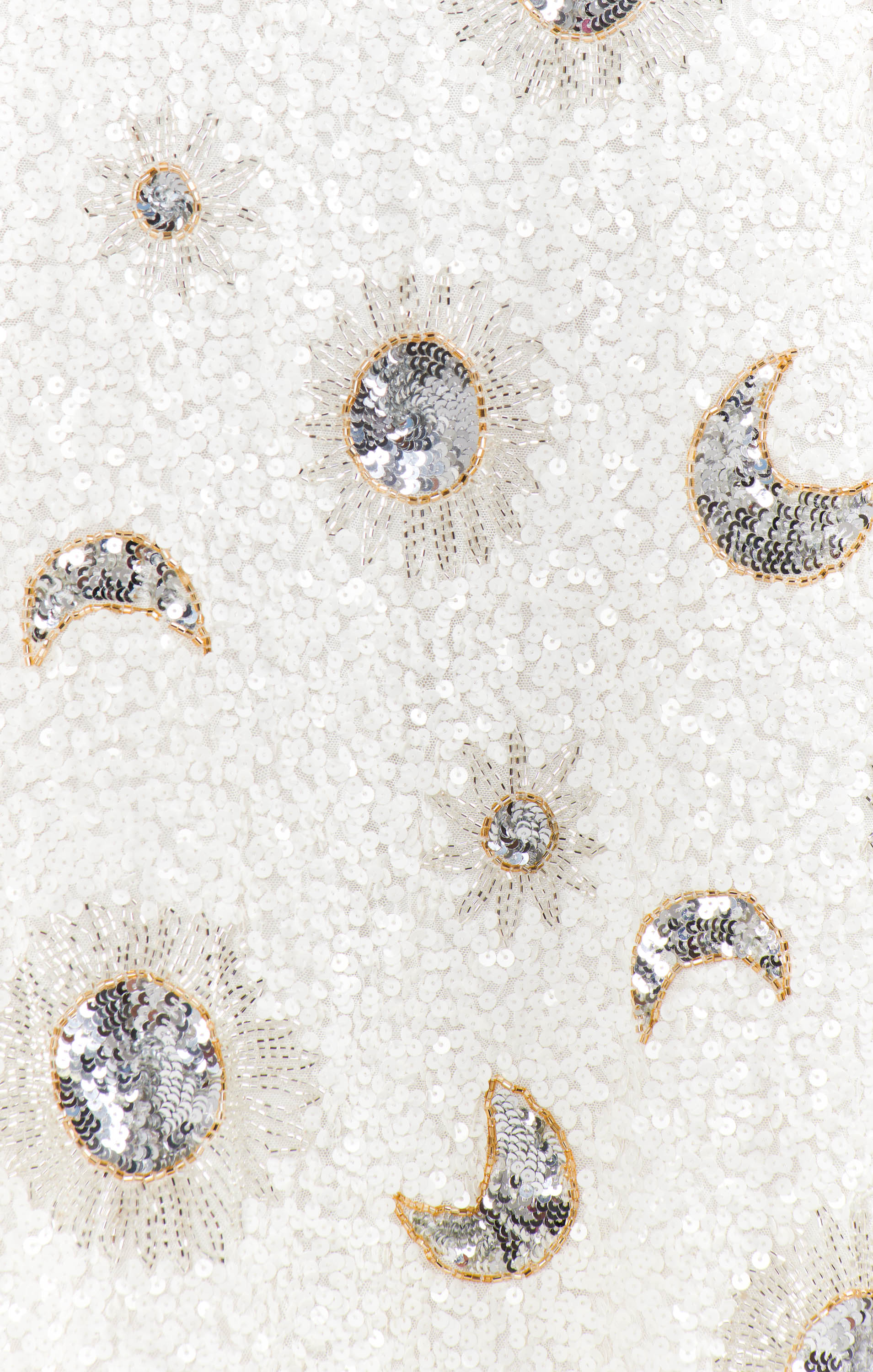 White Celestial Sequin Cropped Top - Last Call Party Wear