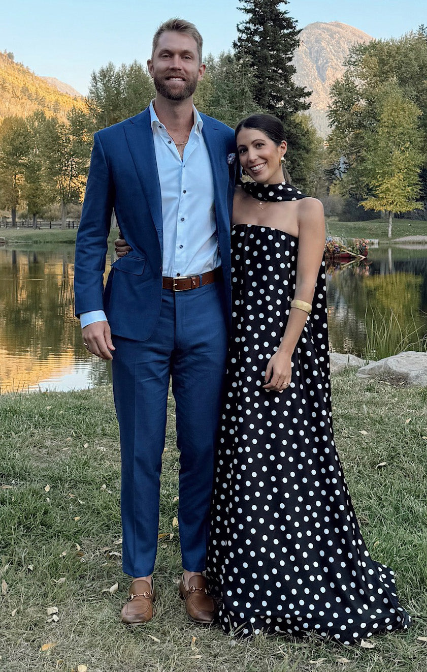 Polka Dot Tinsley Tube Dress with Scarf