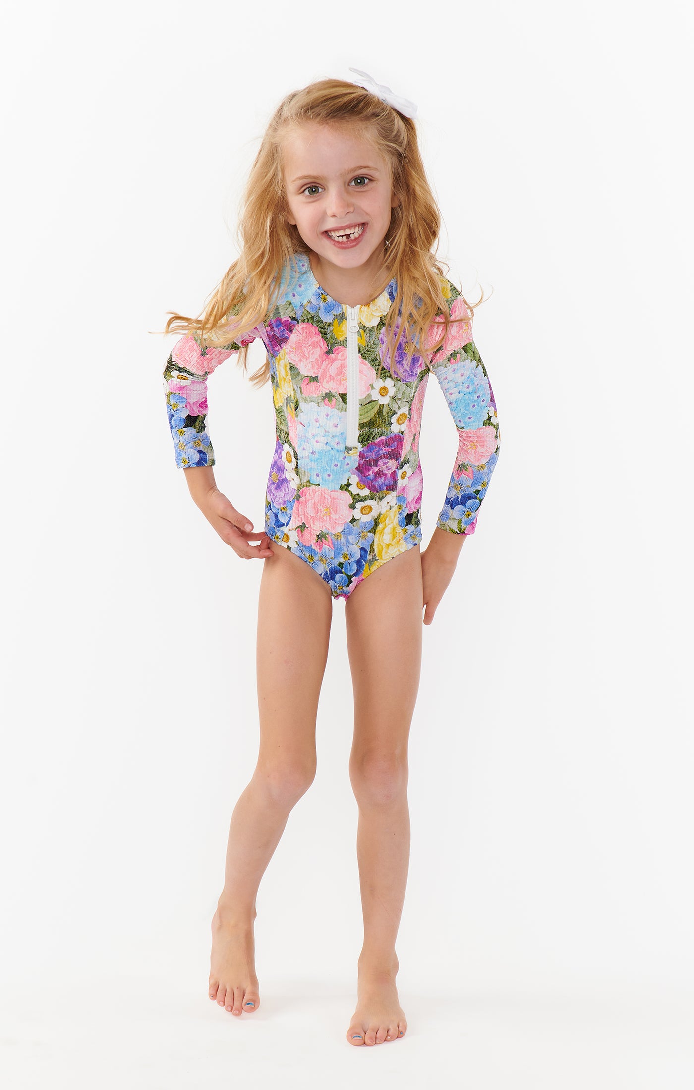 Little Surfside Floral Rib Scrunch One Piece Baby Bodysuit