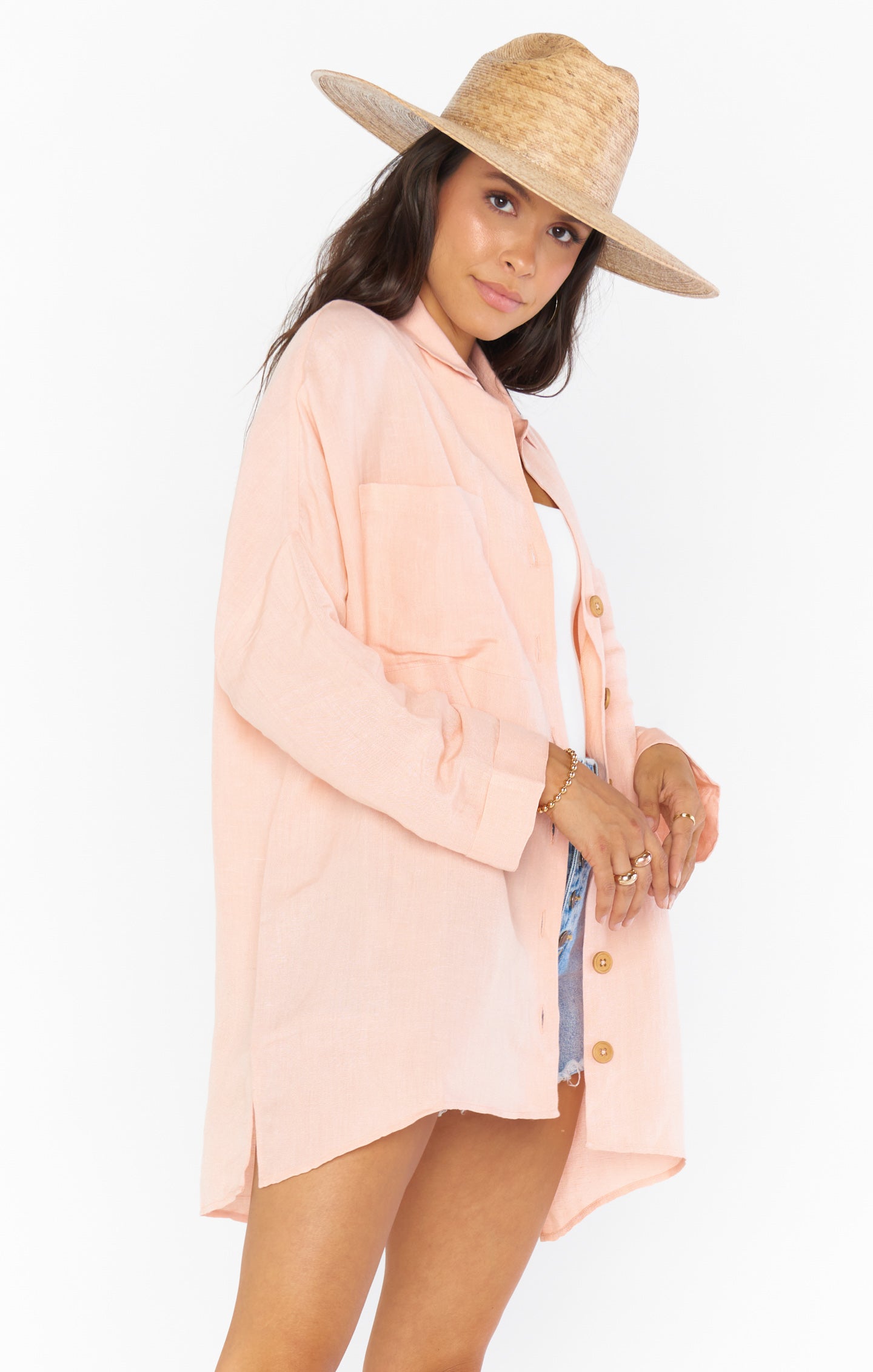Johns Oversized Pink Linen Shirt - Breezy Button Down