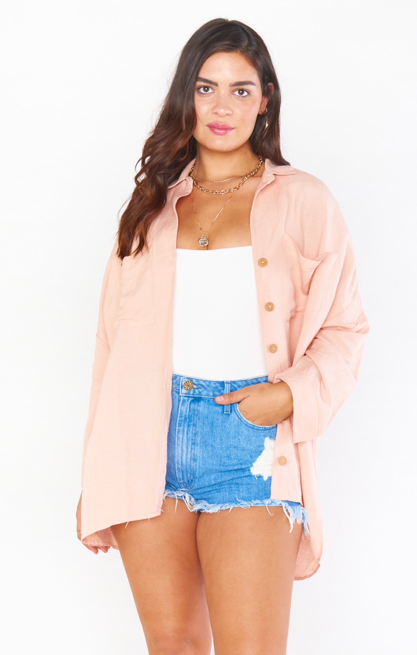 Johns Oversized Pink Linen Shirt - Breezy Button Down