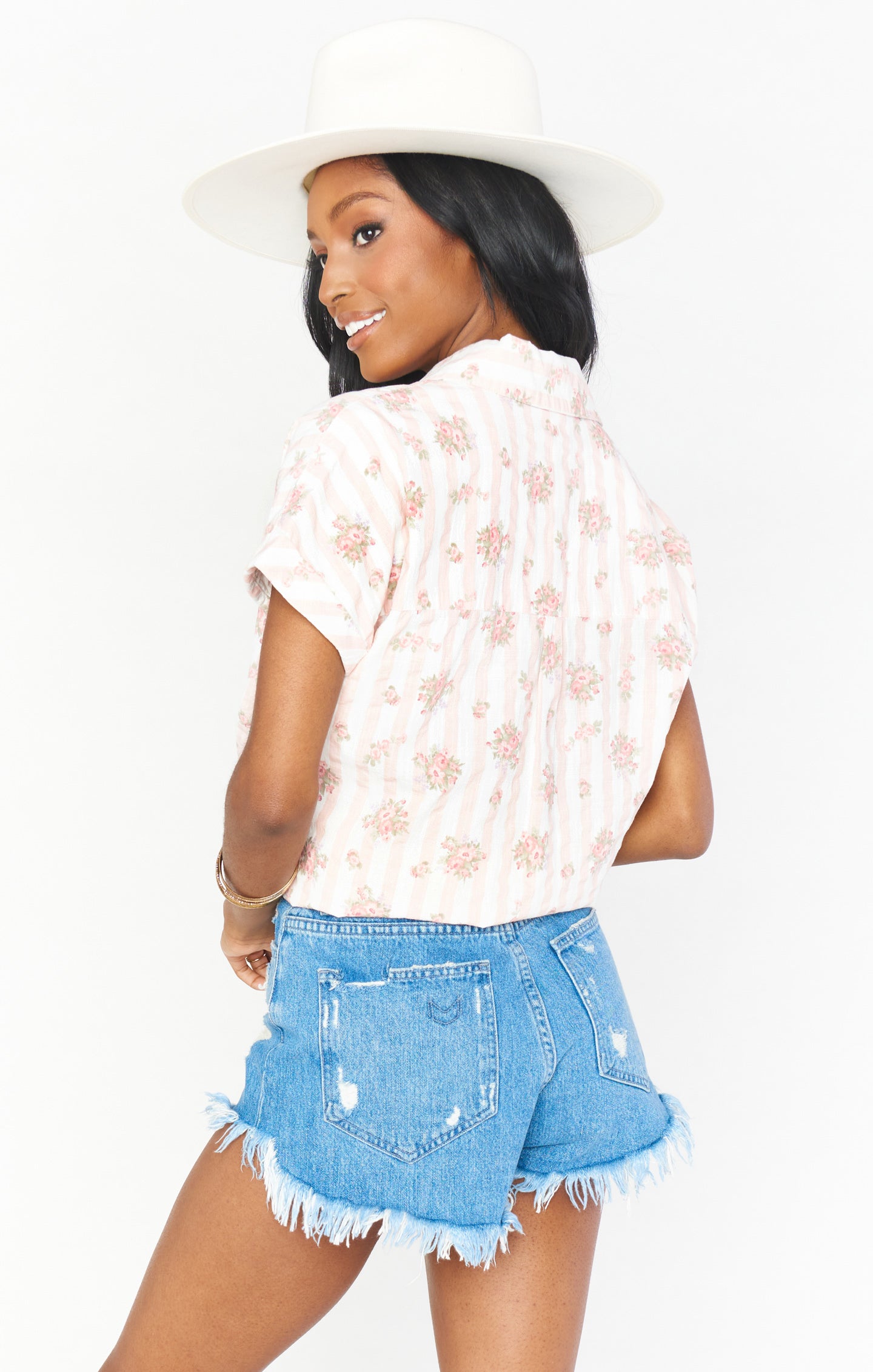 Pink Striped Nora PJ Set by Pinck Blossom - Button Up Top & Shorts