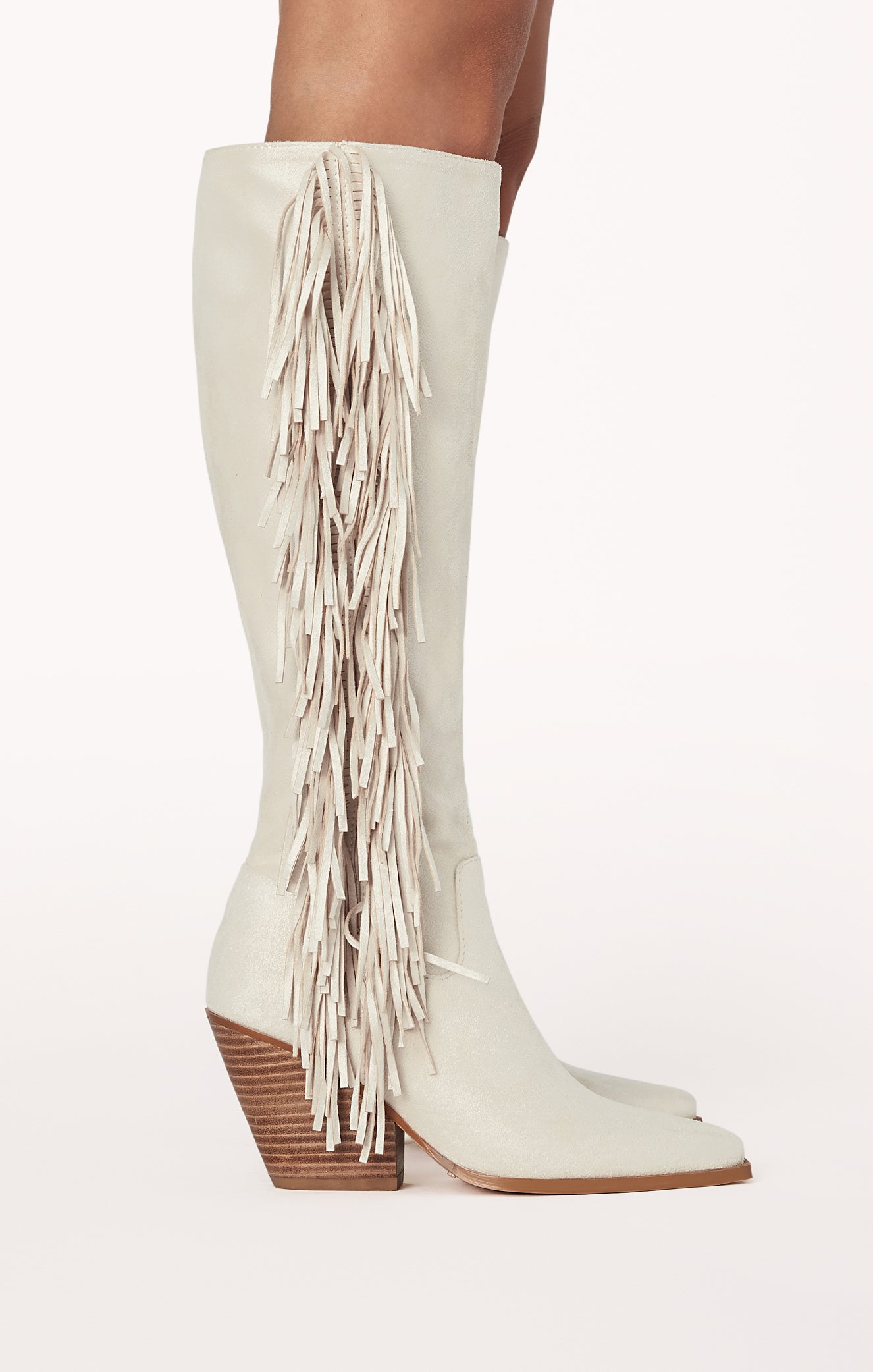 Billini Ceylan Cream Suede Fringe Boots for Women