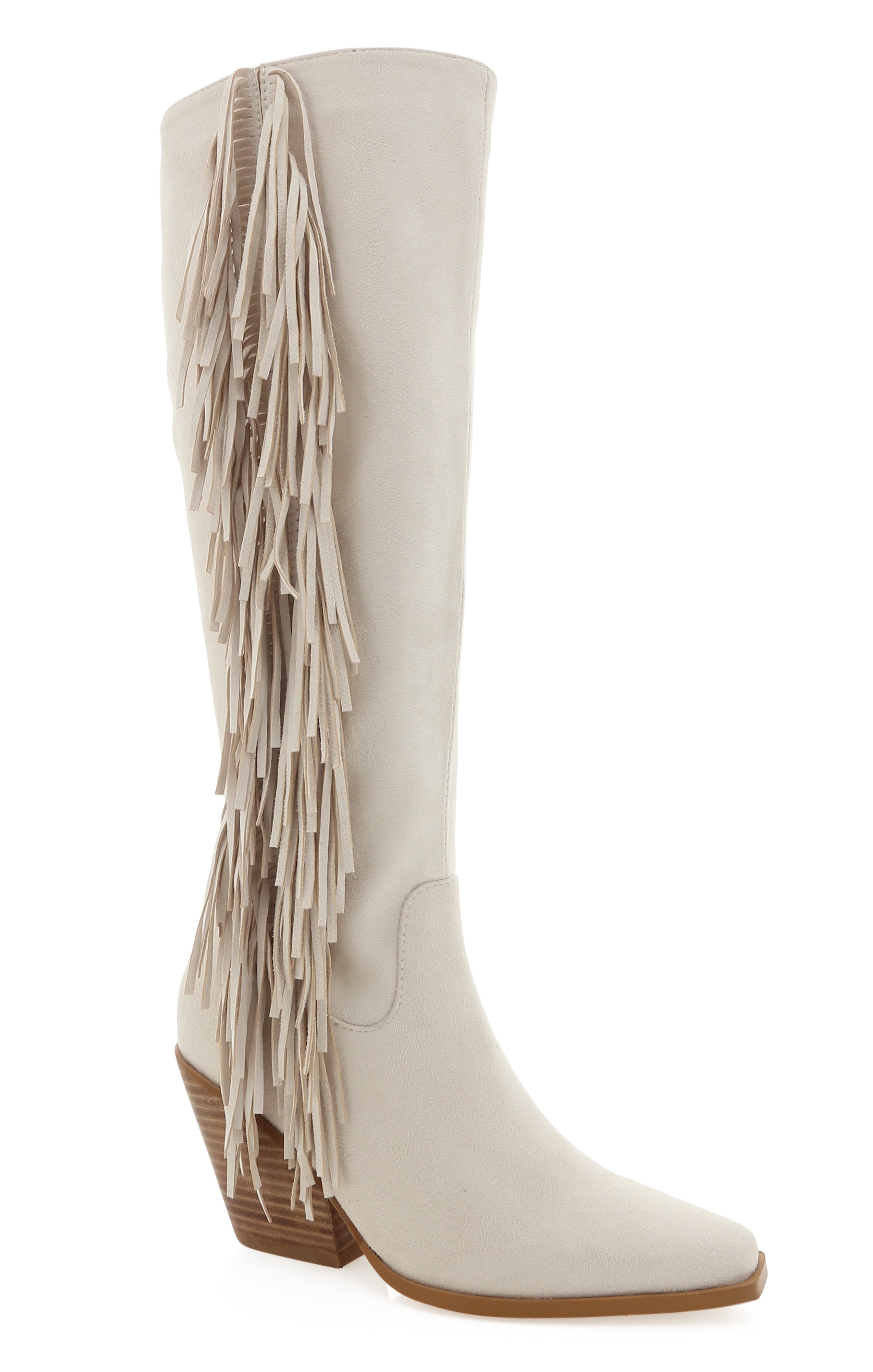 Billini Ceylan Cream Suede Fringe Boots for Women