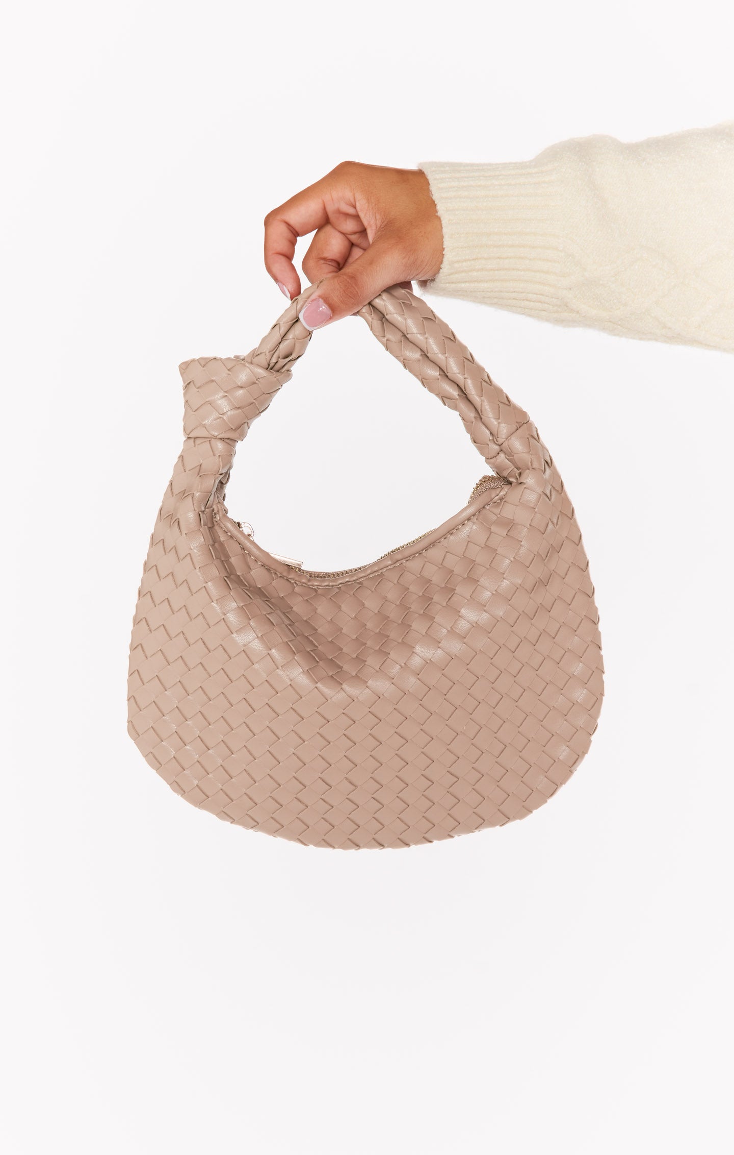 Melie Bianco Willow Woven Crossbody Bag in Nude