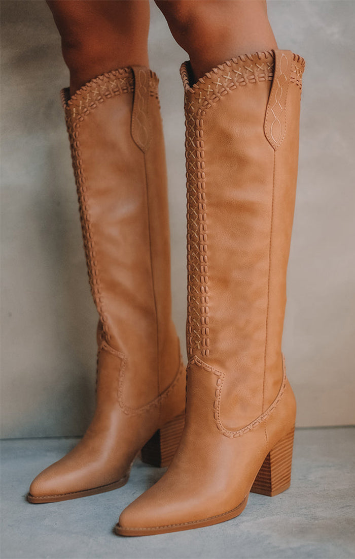 Billini Finley Western Cowboy Boots in Camel for Festivals
