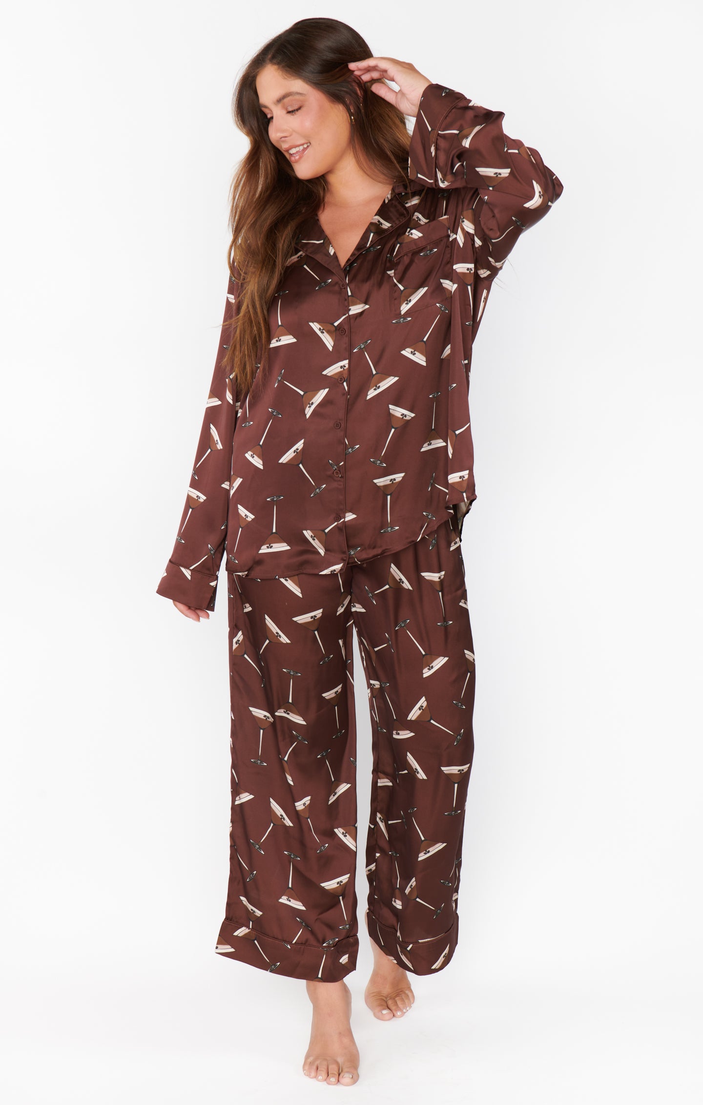 Heather McMahan Classic Silky Espresso Martini PJ Set