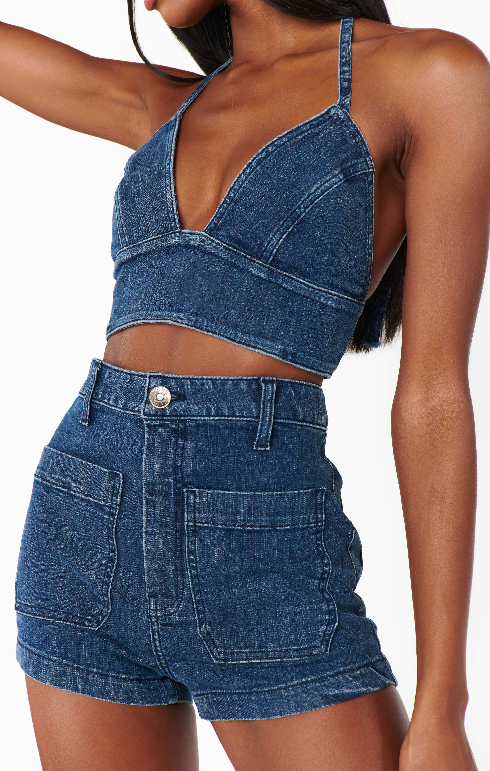 Moonlit Blue Denim Shorts - Palm Springs Micro Fit Hot Shorts