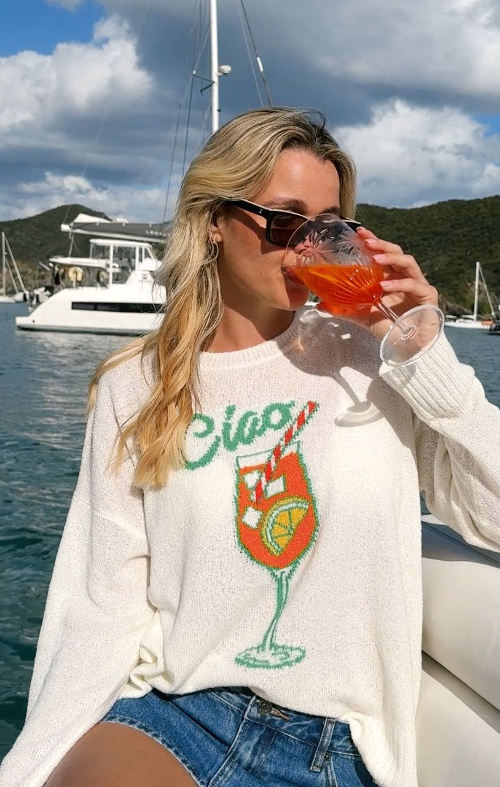 Italian Graphic Knit Sweater - Woodsy Ciao Cocktail Design