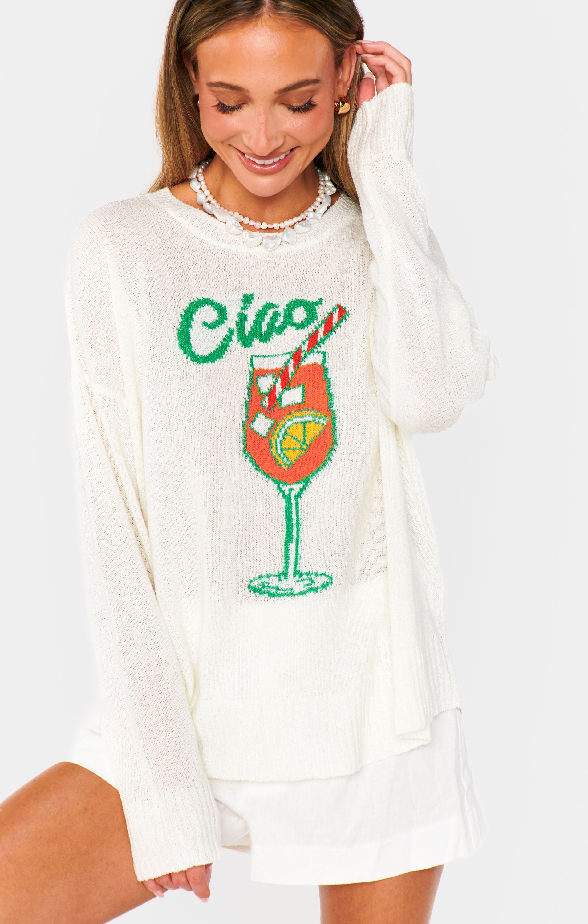 Italian Graphic Knit Sweater - Woodsy Ciao Cocktail Design