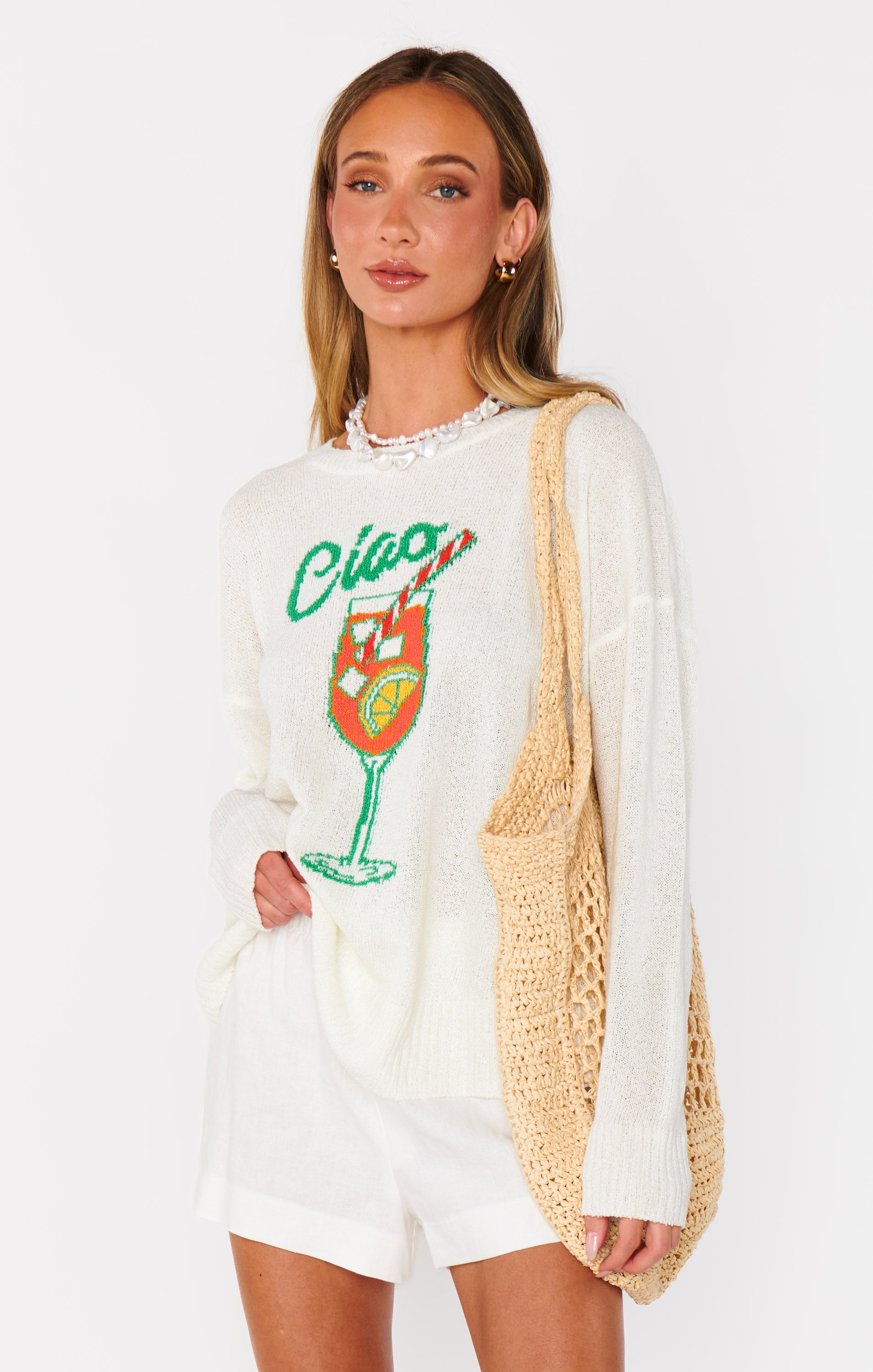 Italian Graphic Knit Sweater - Woodsy Ciao Cocktail Design