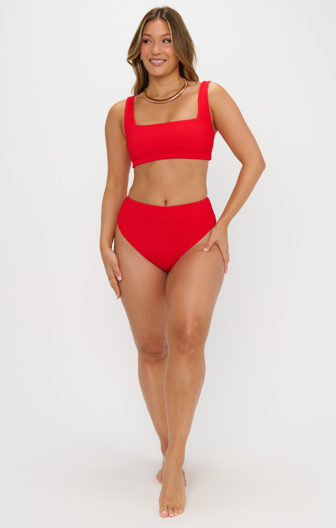 Hot Tamale Red Scrunch Bikini Top for Pool & Beach
