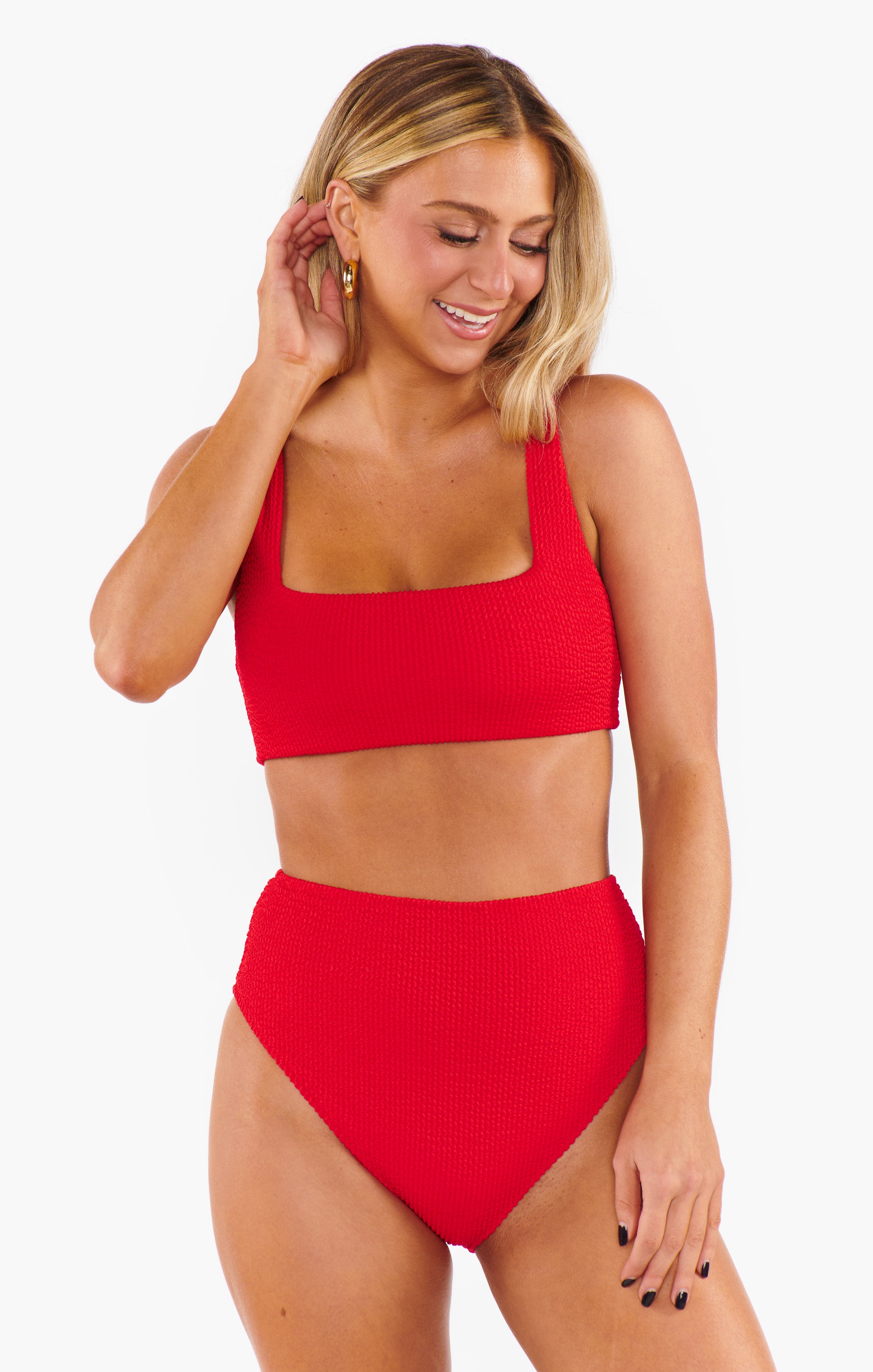 Hot Tamale Red Scrunch Bikini Top for Pool & Beach