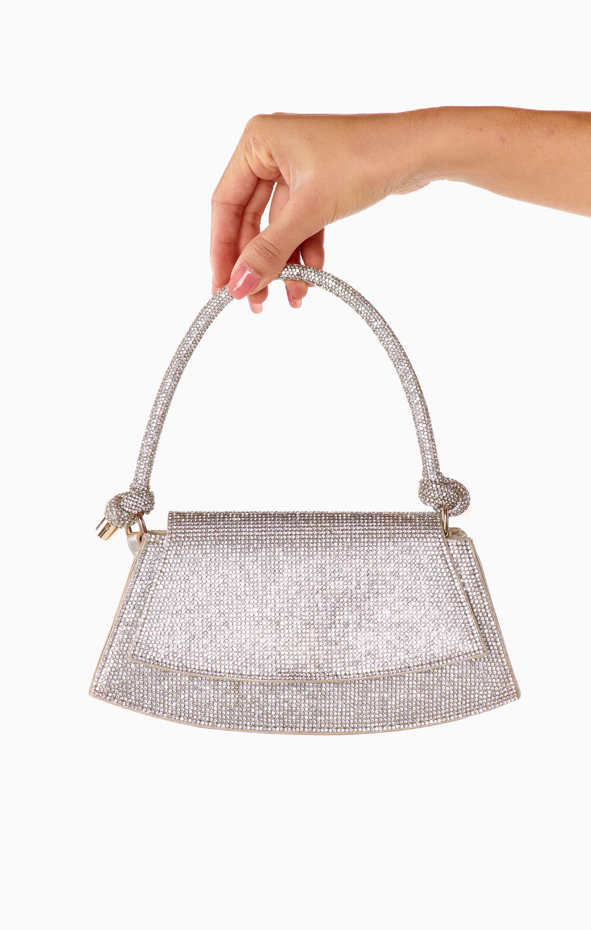Riley Rhinestone Shoulder Bag - Silver & Gold Glam Clutch for Night Out