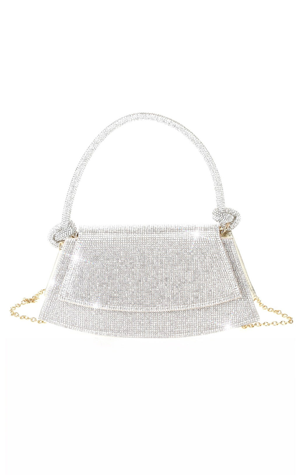 Riley Rhinestone Shoulder Bag - Silver & Gold Glam Clutch for Night Out