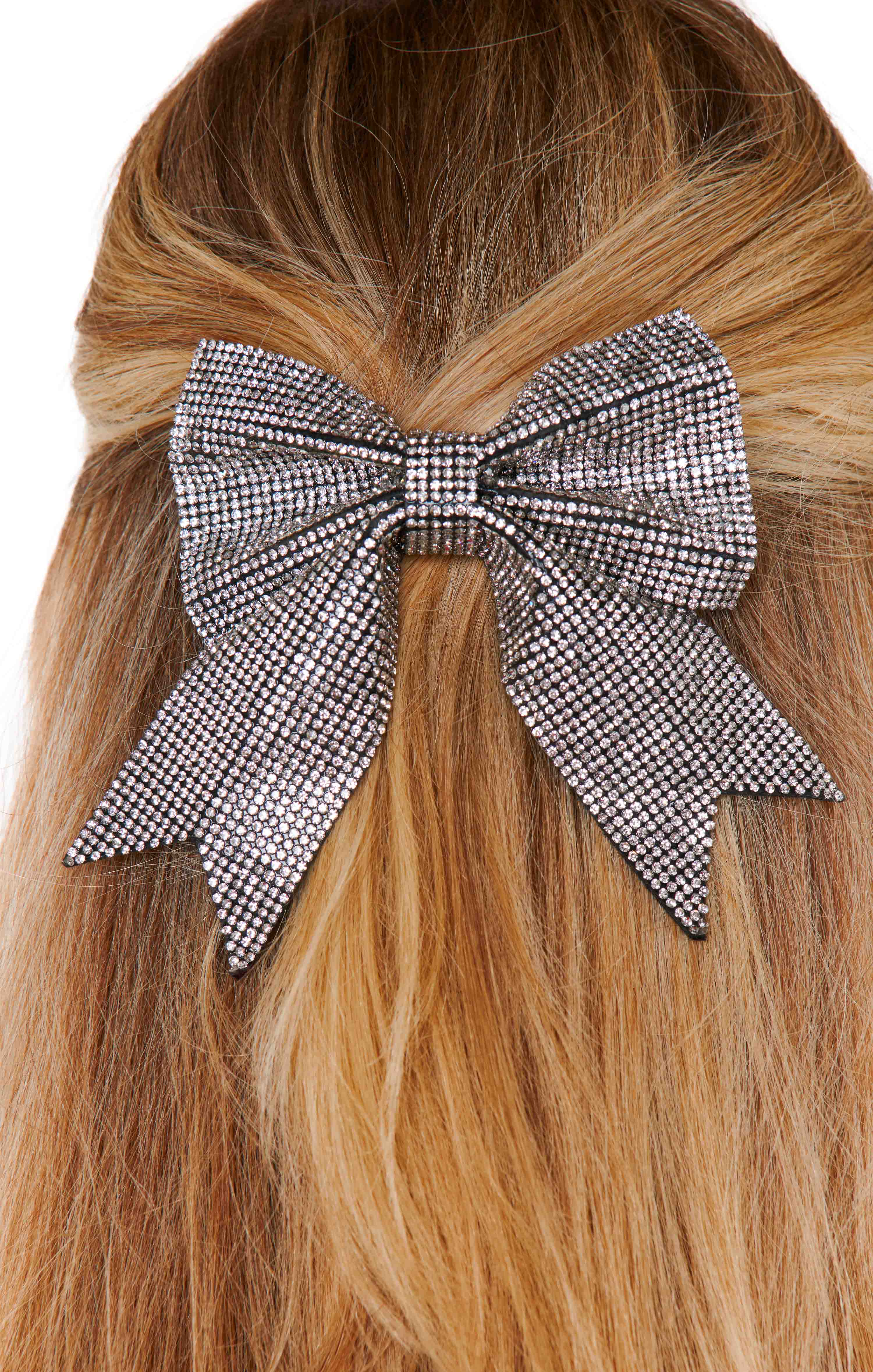 Silver Holiday Hair Bow - Elegant Christmas Hair Accessory