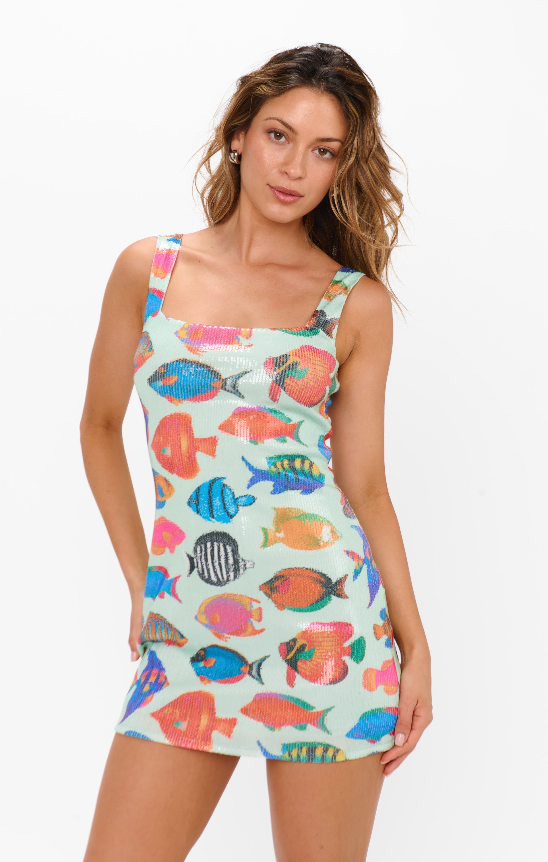 Rainbow Reef Sequin Mini Dress for Vacations & Nights Out