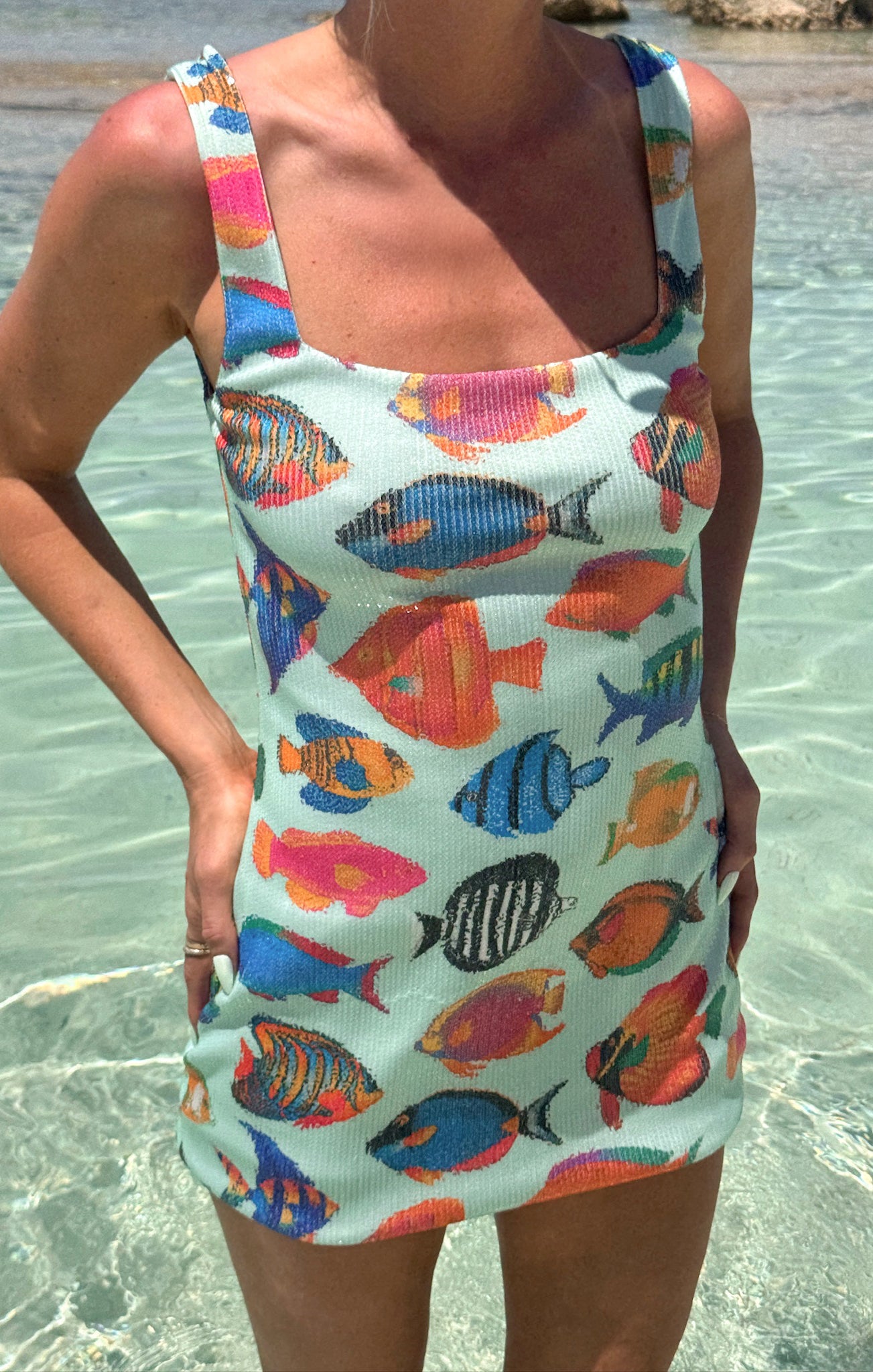 Rainbow Reef Sequin Mini Dress for Vacations & Nights Out