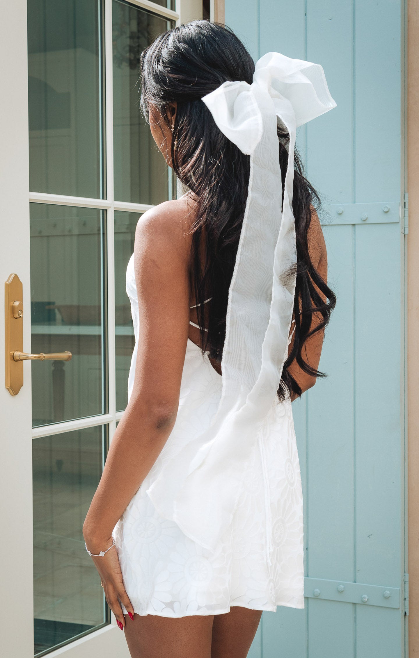 Ivory Bridal Organza Hair Bow for Weddings & Special Occasions