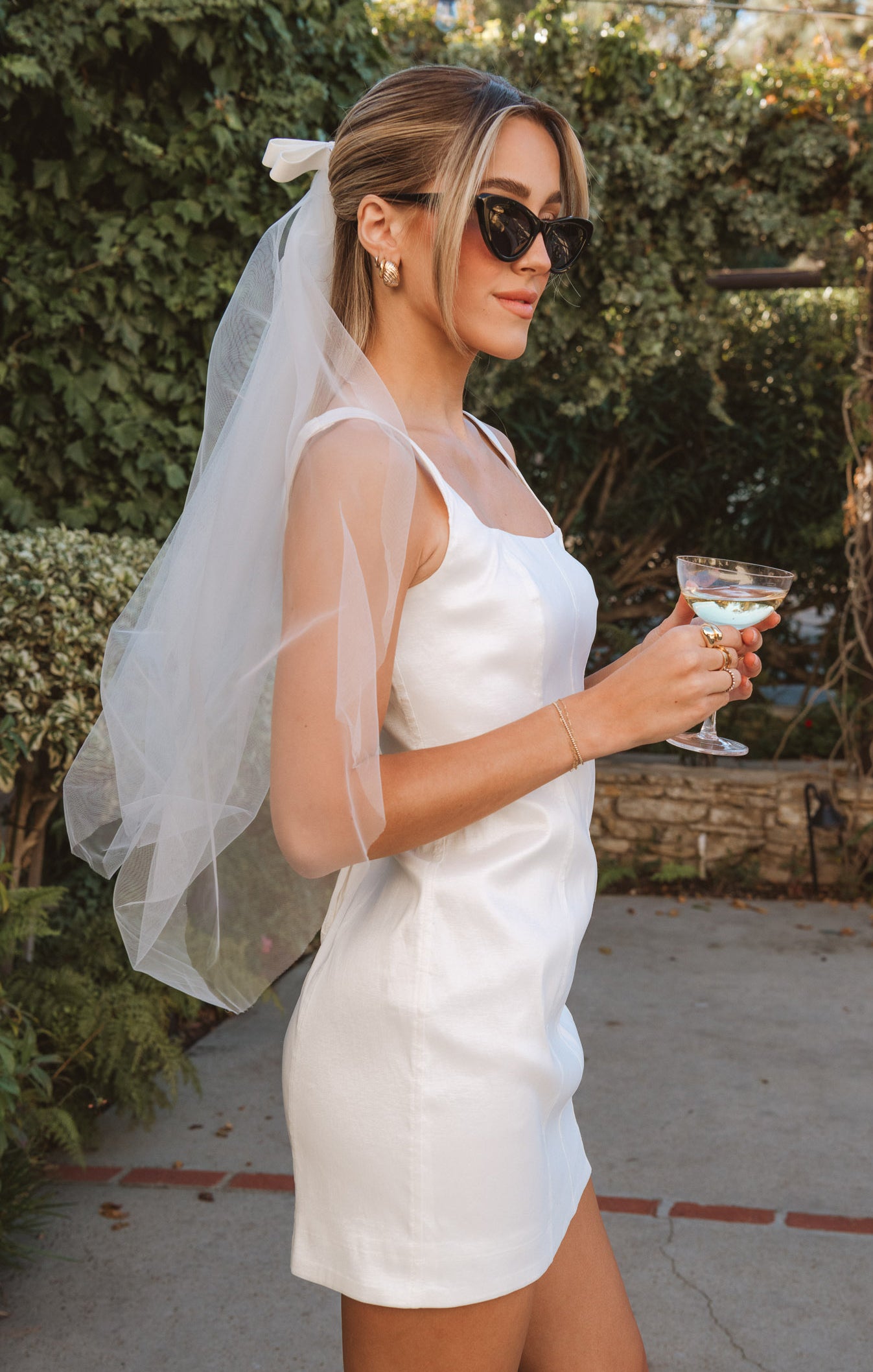 White Satin Bow Wedding Veil - Ari Bridal Accessory
