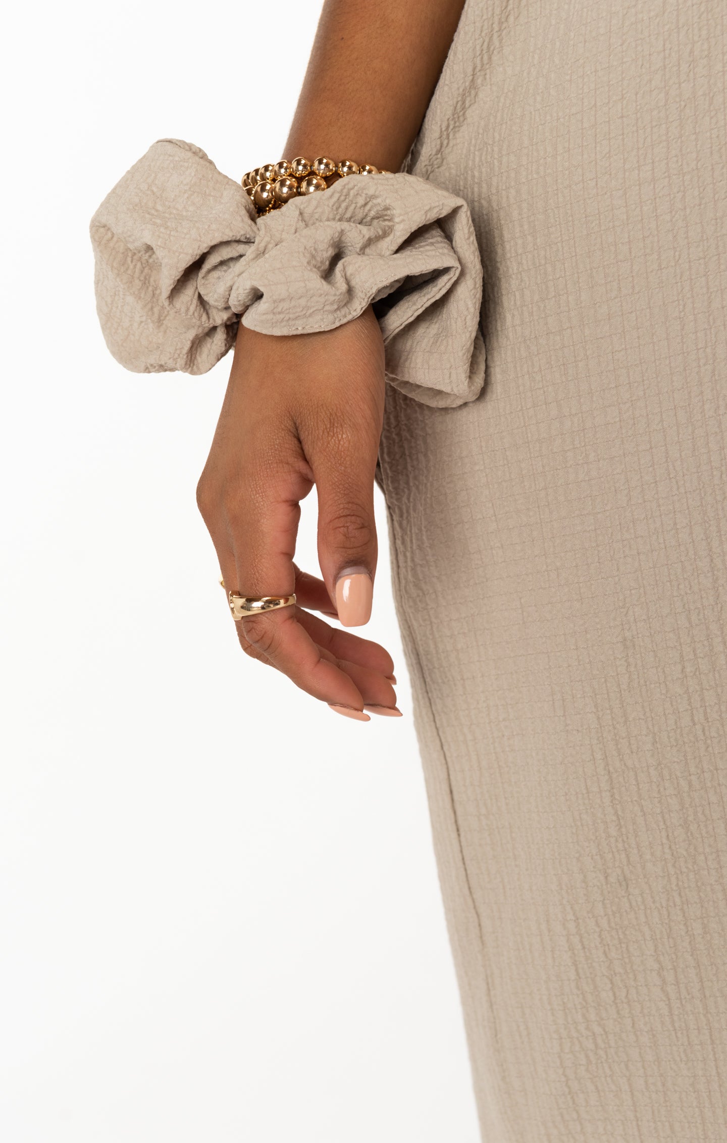 Tan Sand Oversized Super Scrunchie - Hair Accessory & Bracelet