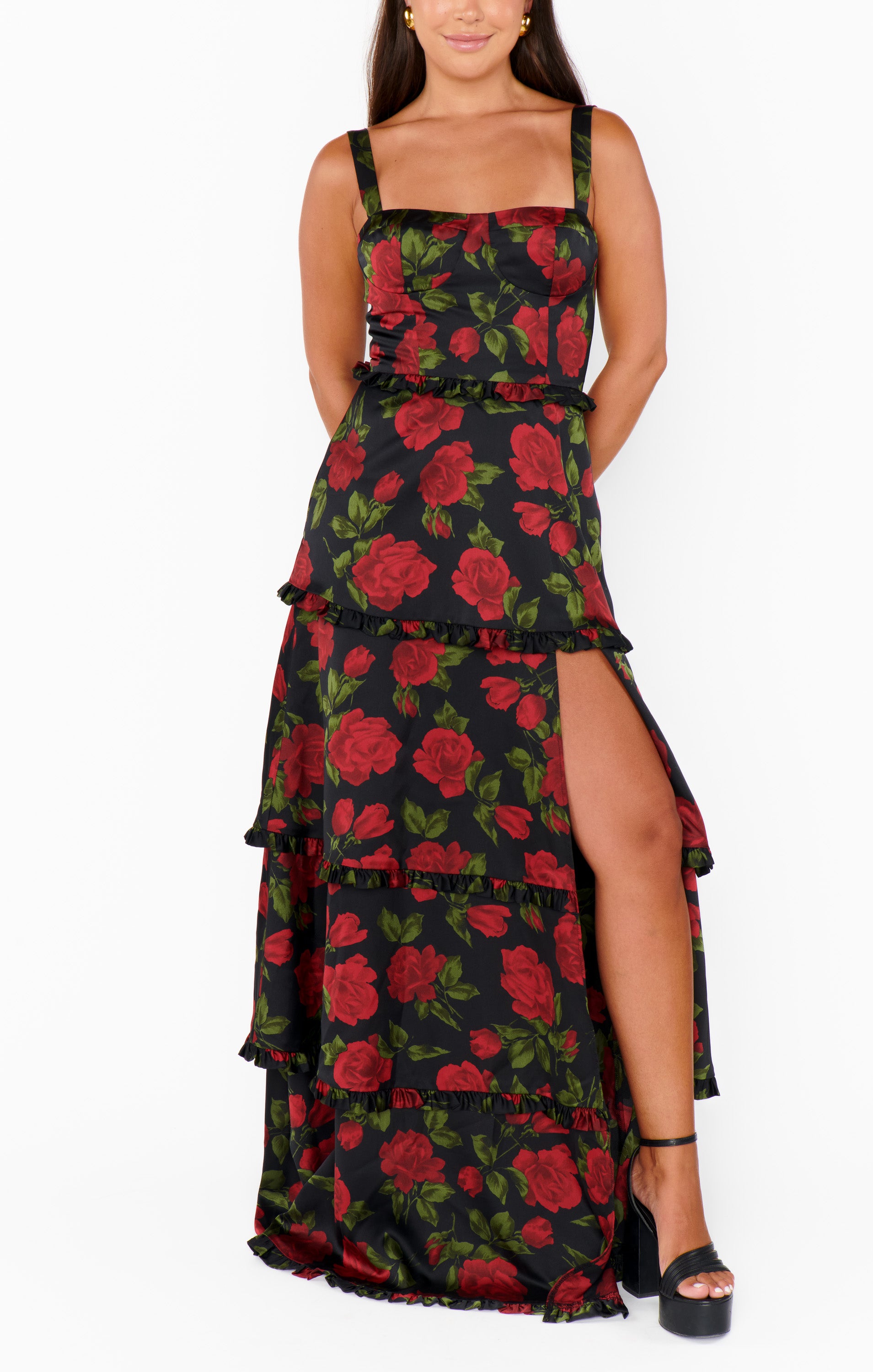 Luxury Satin Corset Dress with Side Slit - Send Me Roses