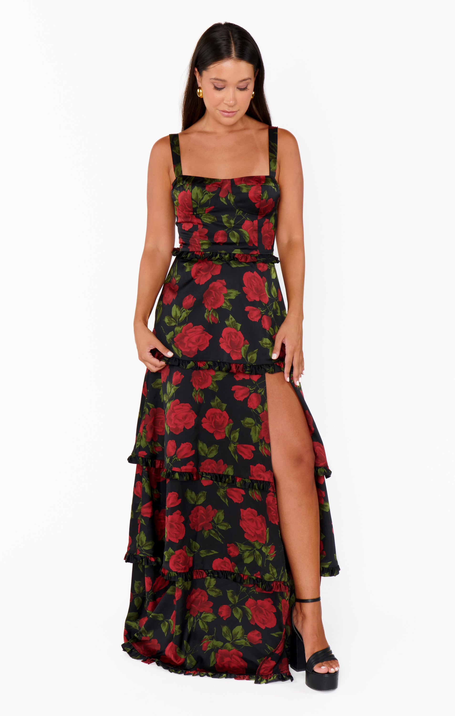 Luxury Satin Corset Dress with Side Slit - Send Me Roses