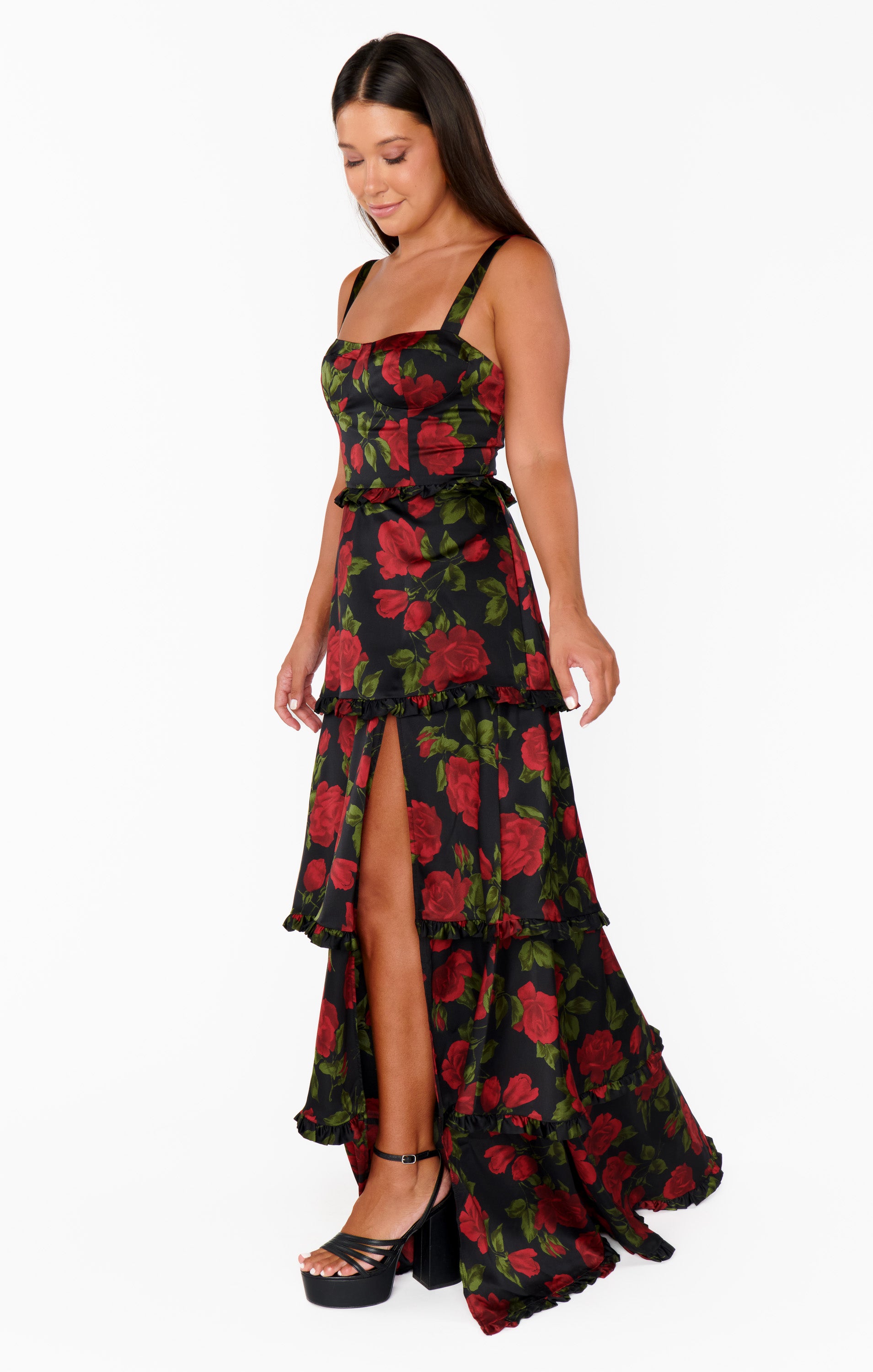 Luxury Satin Corset Dress with Side Slit - Send Me Roses