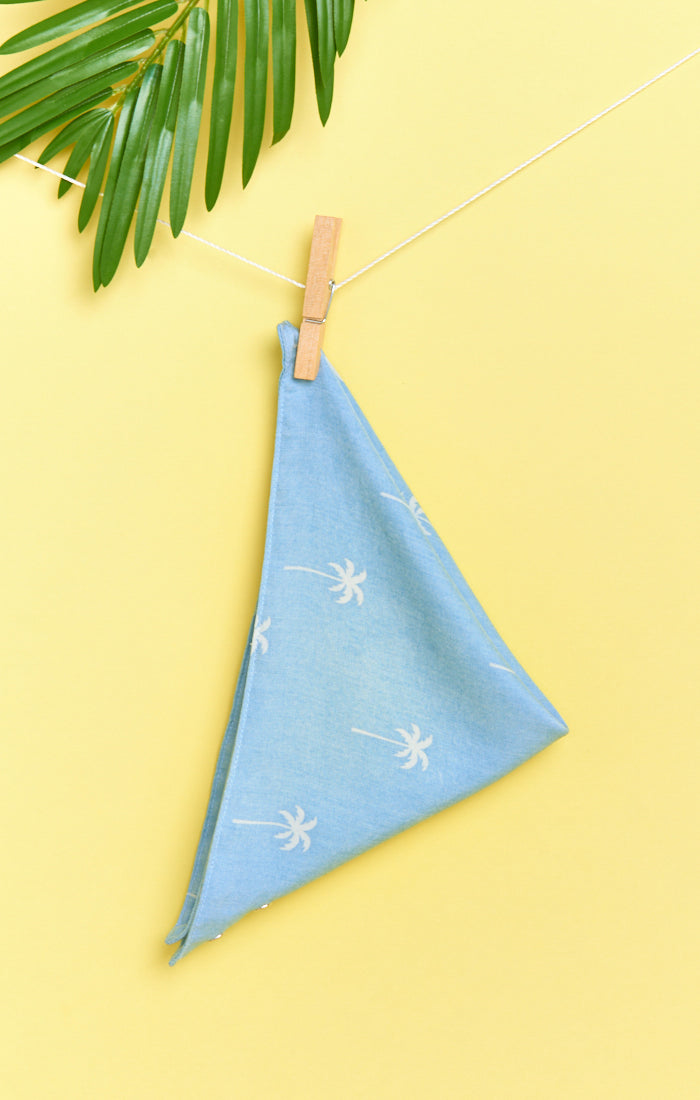 Louie Baby Bandana - Palm Tree Chambray Scarf for Girls & Women