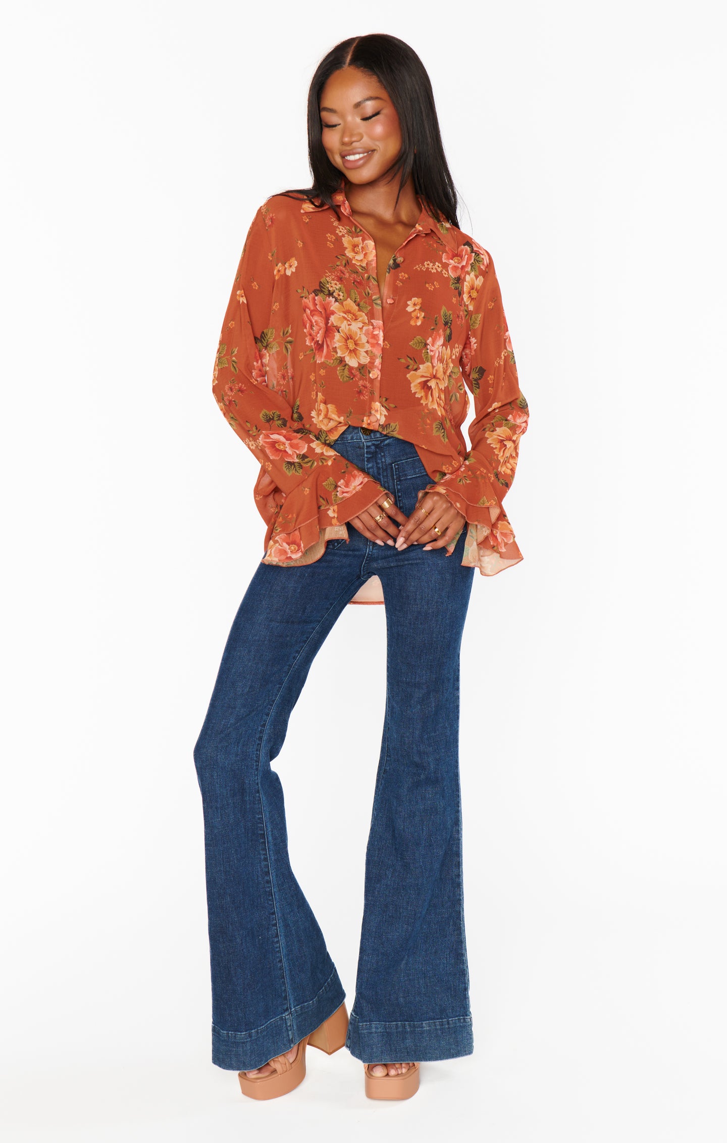 Carmela Floral Print Blouse - Relaxed Fit Garden Harvest Top