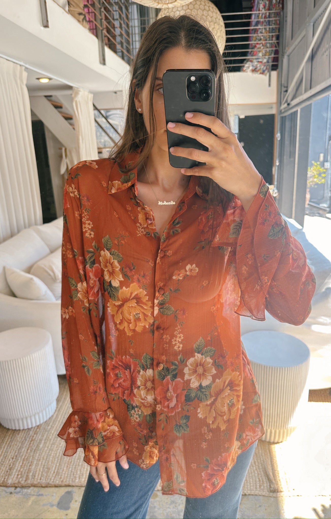 Carmela Floral Print Blouse - Relaxed Fit Garden Harvest Top